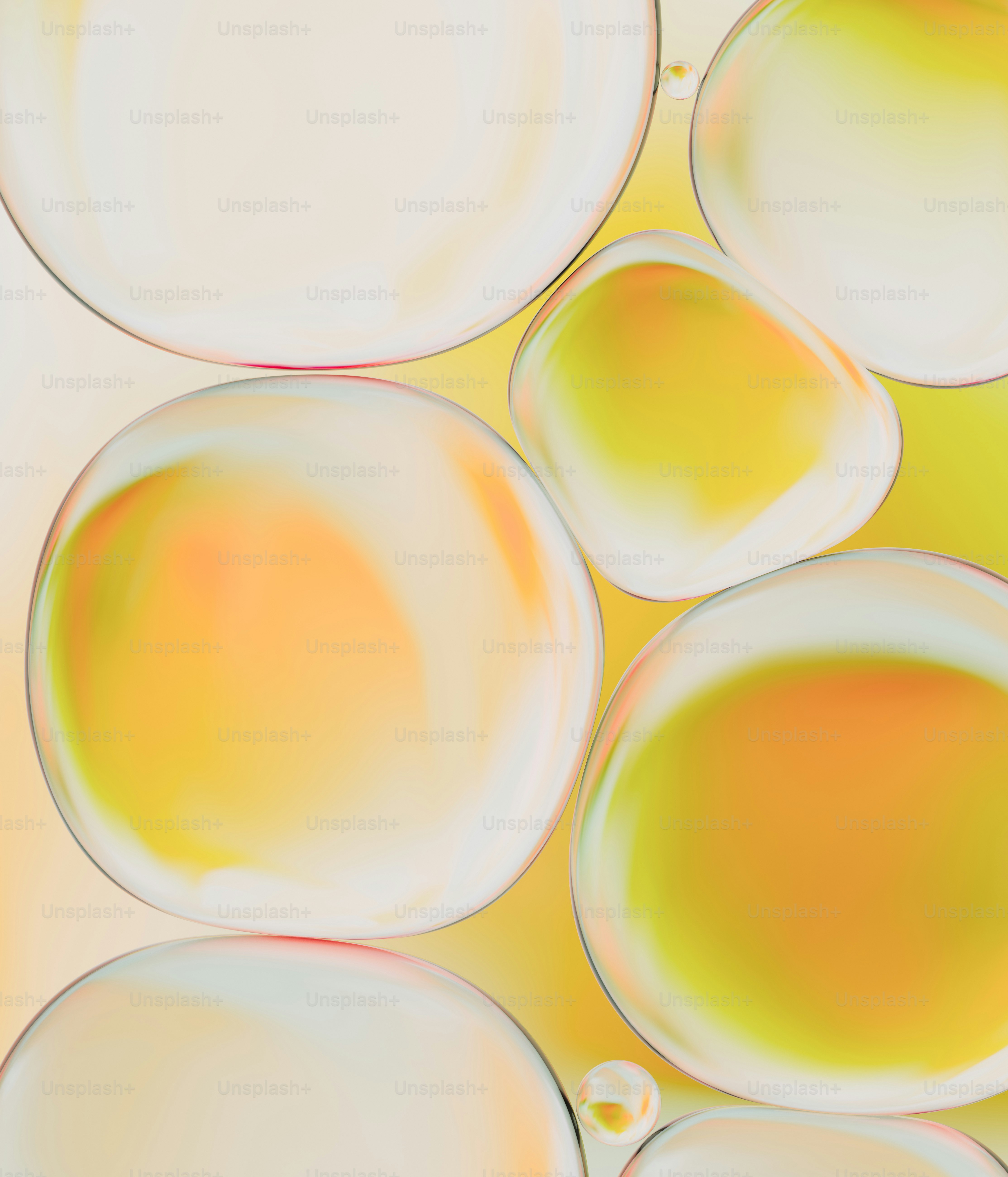 Abstract bubbles with yellow and orange hues.