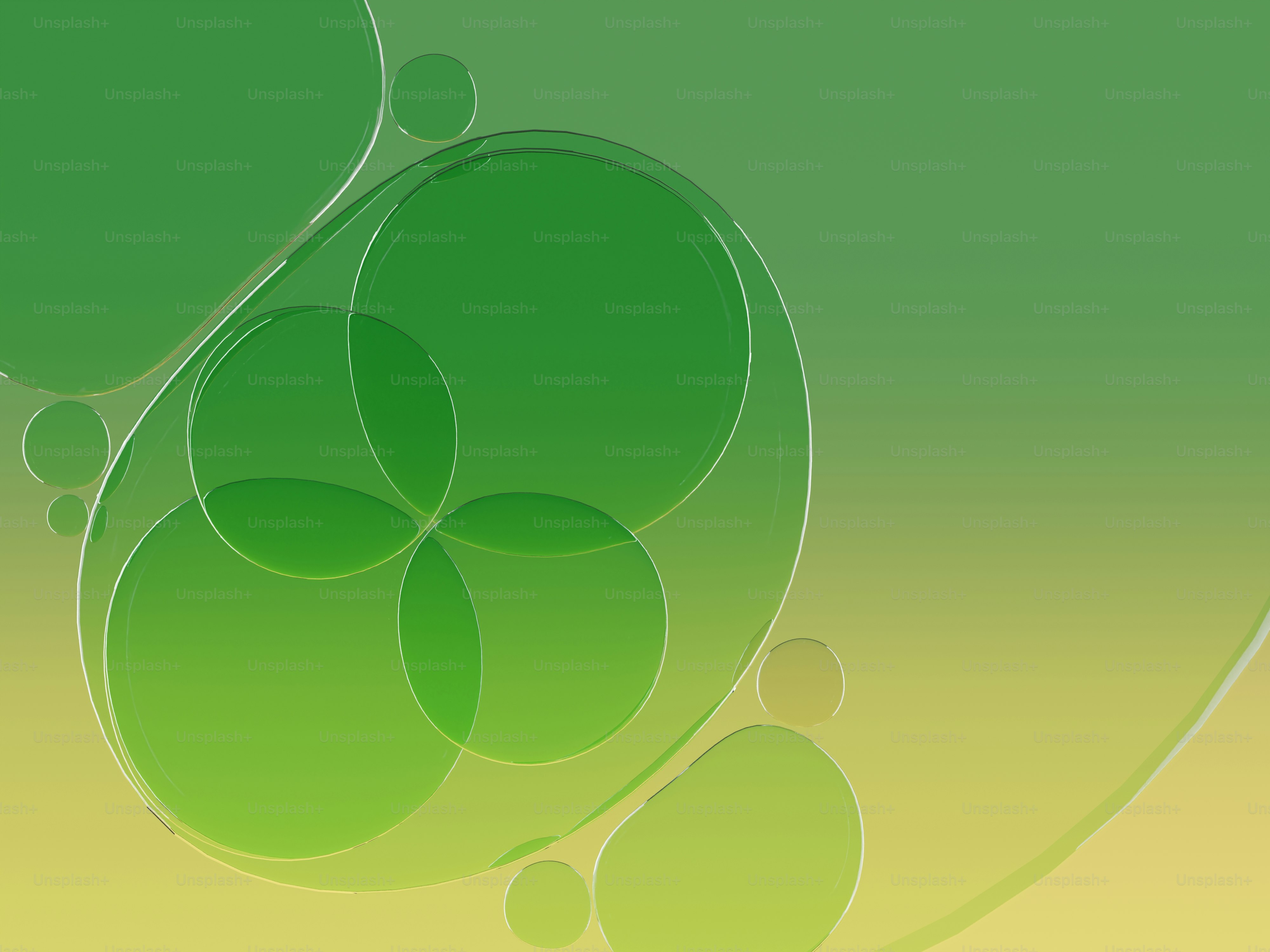 Círculos verdes sobre um fundo de gradiente amarelo e verde
