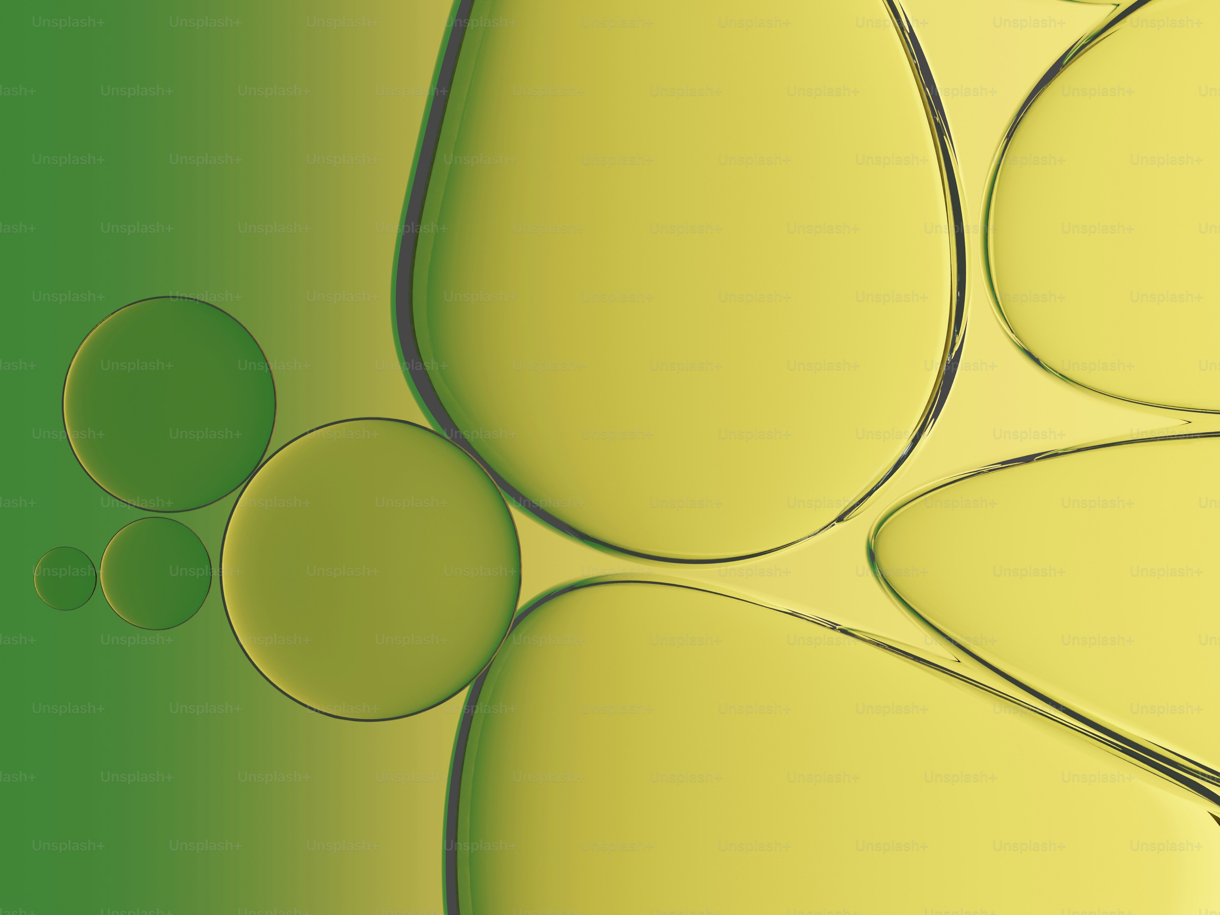 Gotas amarelas de óleo sobre um fundo de gradiente verde