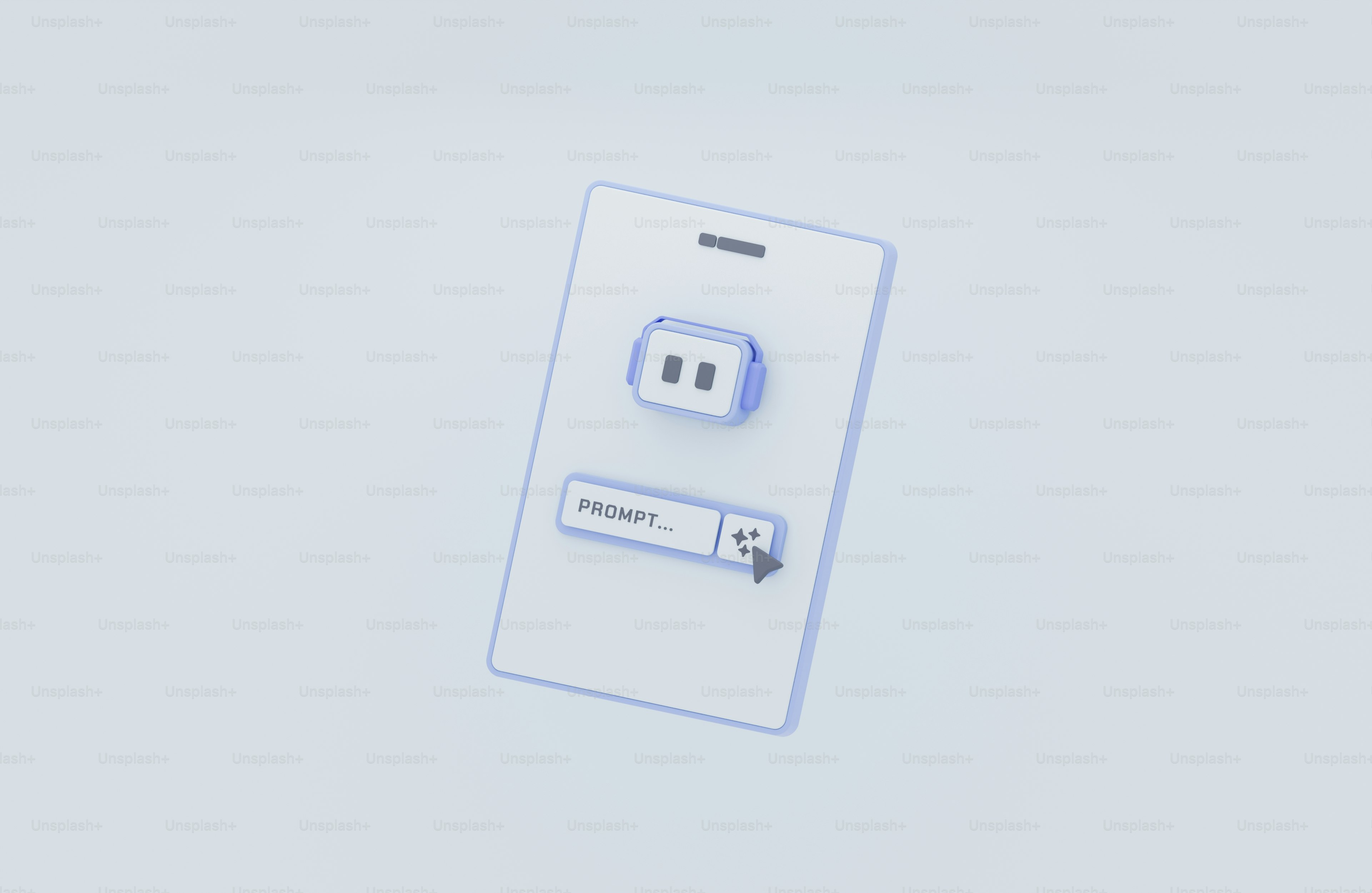 スマートフォンがプロンプト入力欄とTwitchロゴを表示する