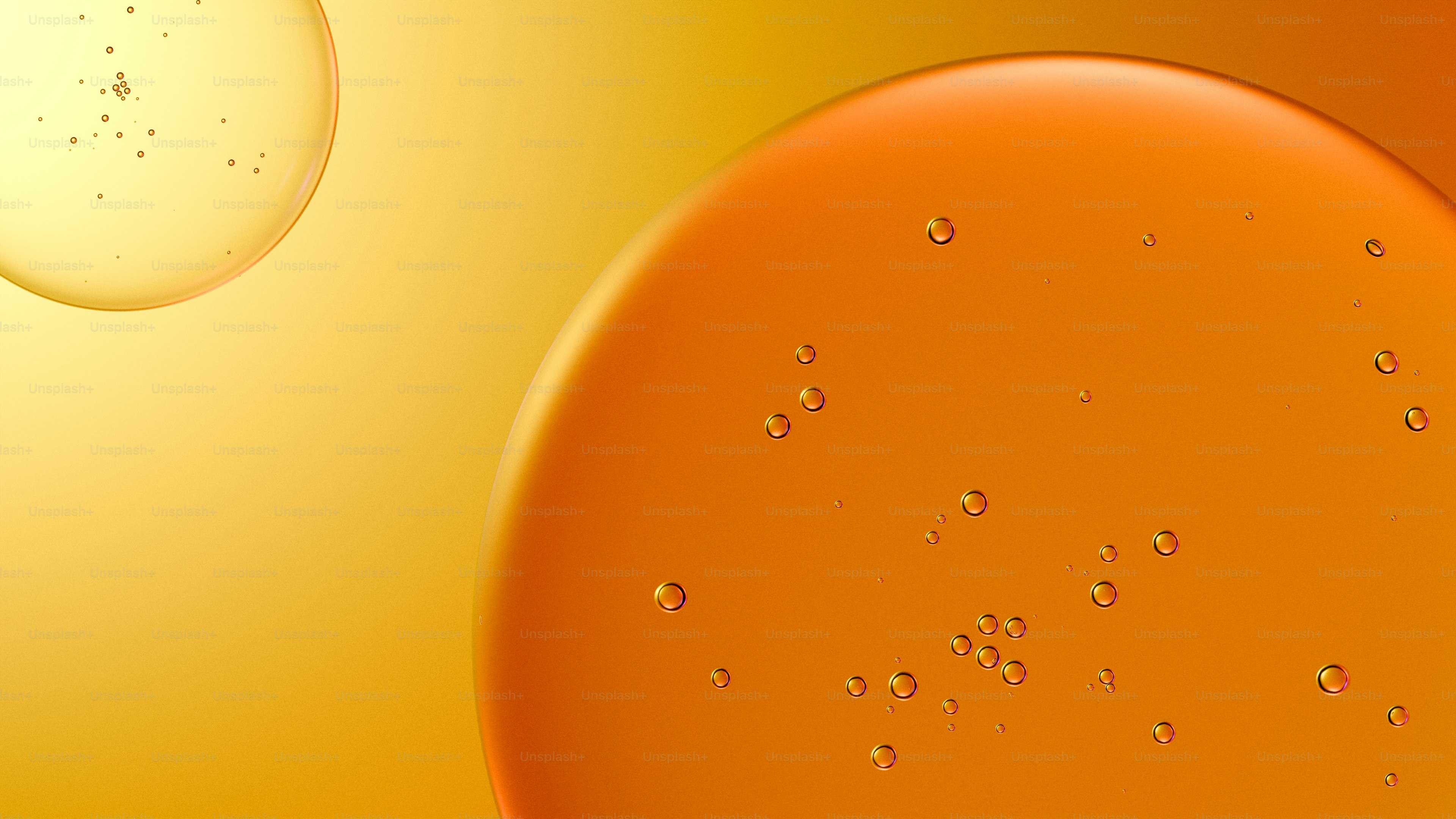 Abstract orange and yellow circles with bubbles