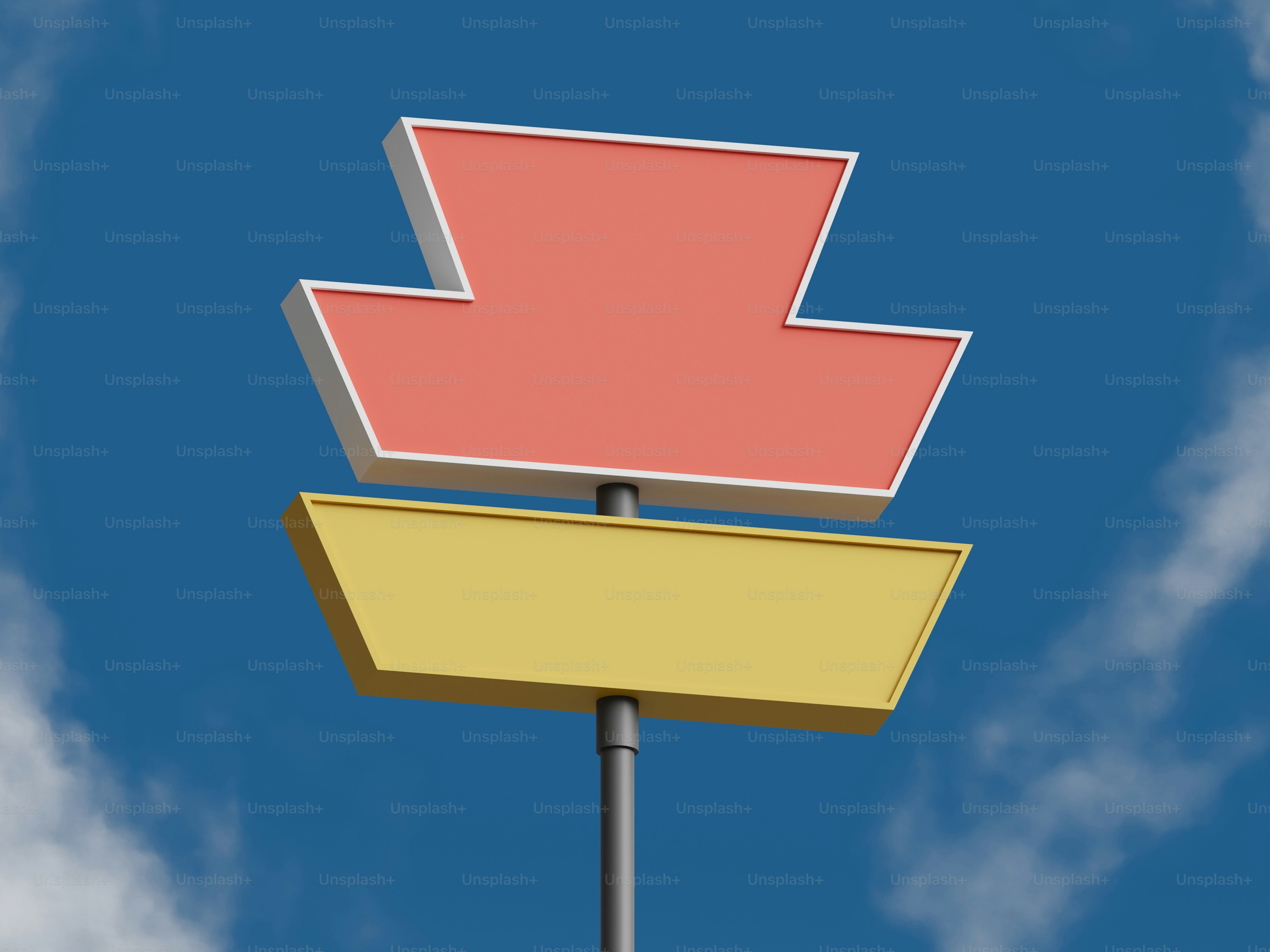 曇り空に二つのレトロな看板