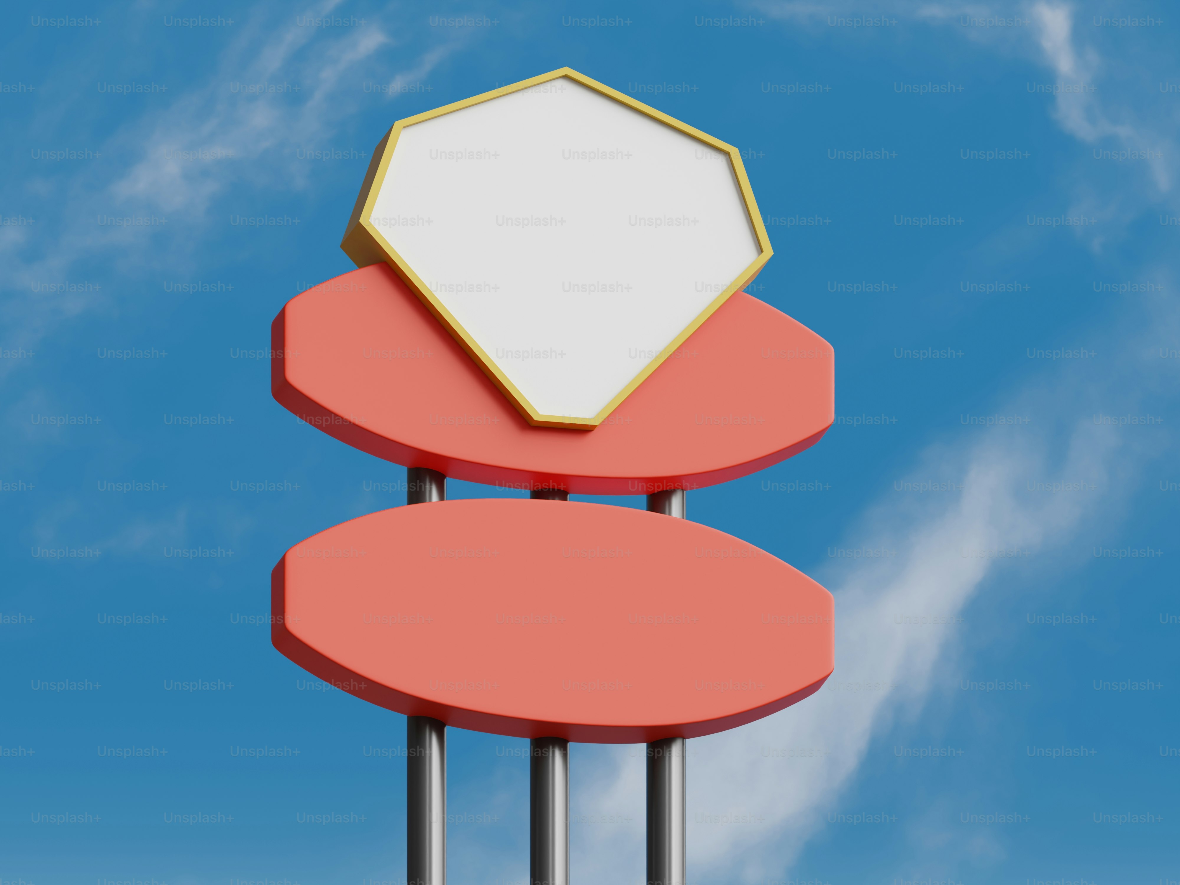 青空を背景に無地の看板