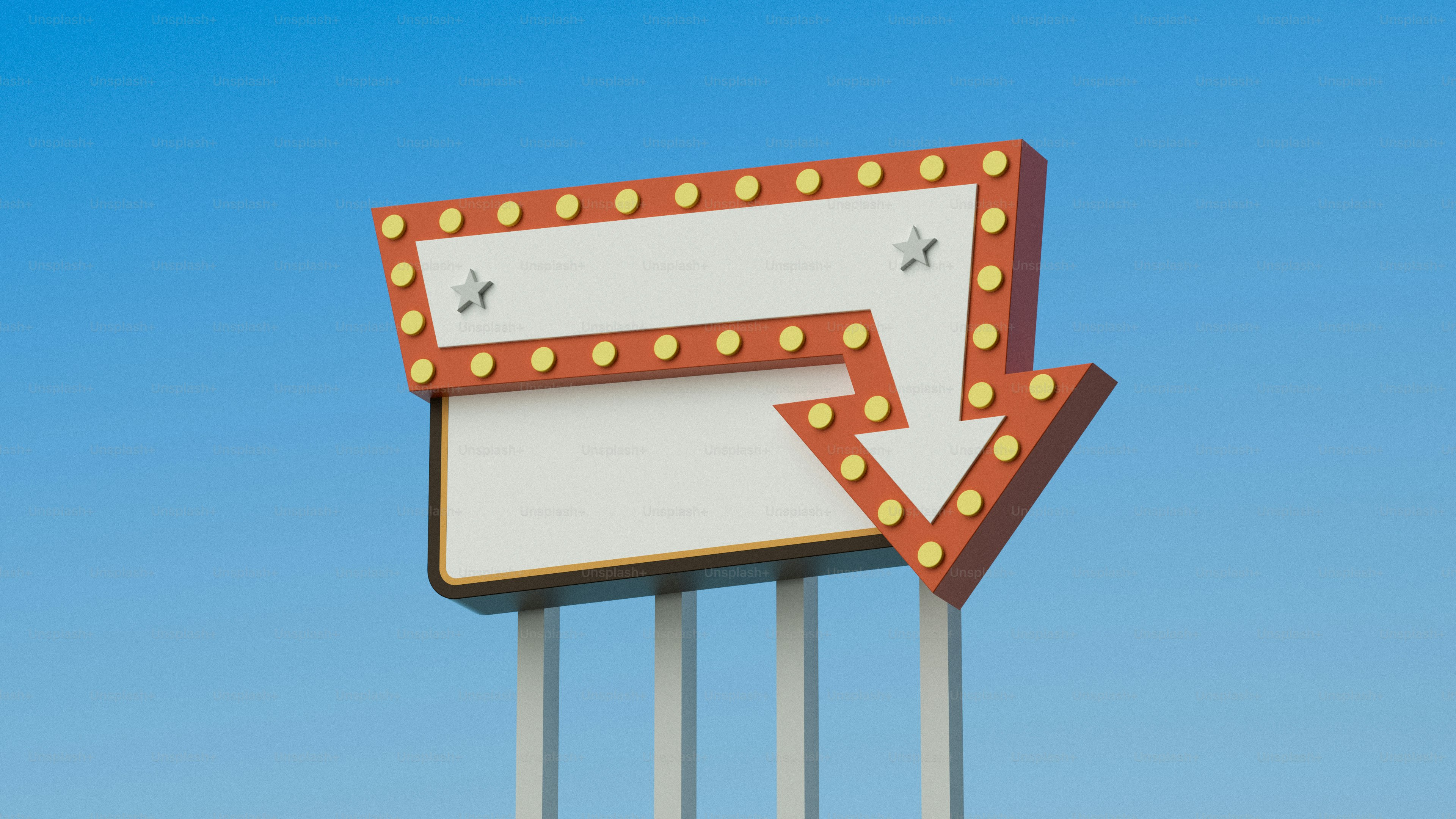 Enseigne rétro avec panneaux vierges et lumières