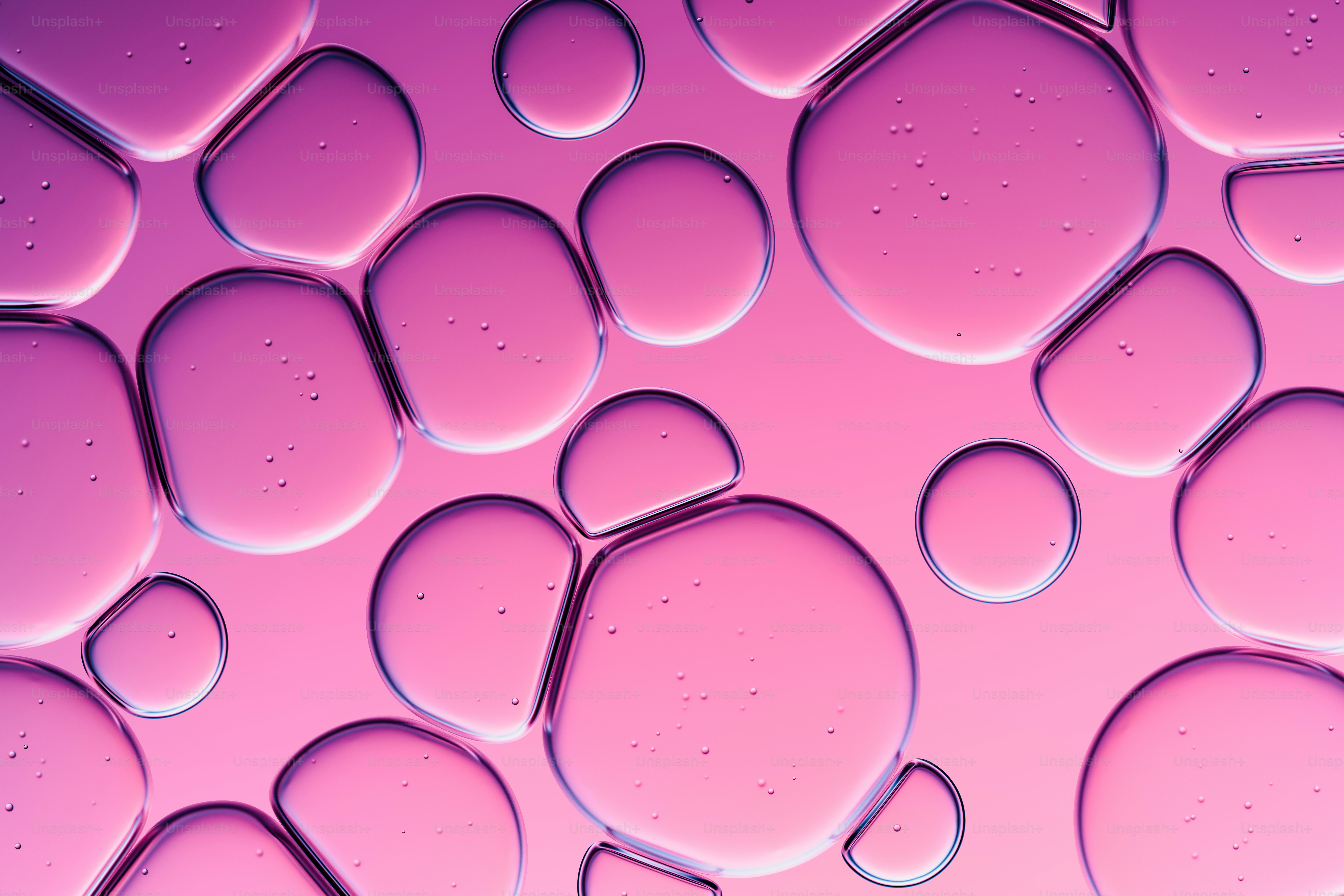 Pink liquid bubbles against a pink gradient background. photo ...