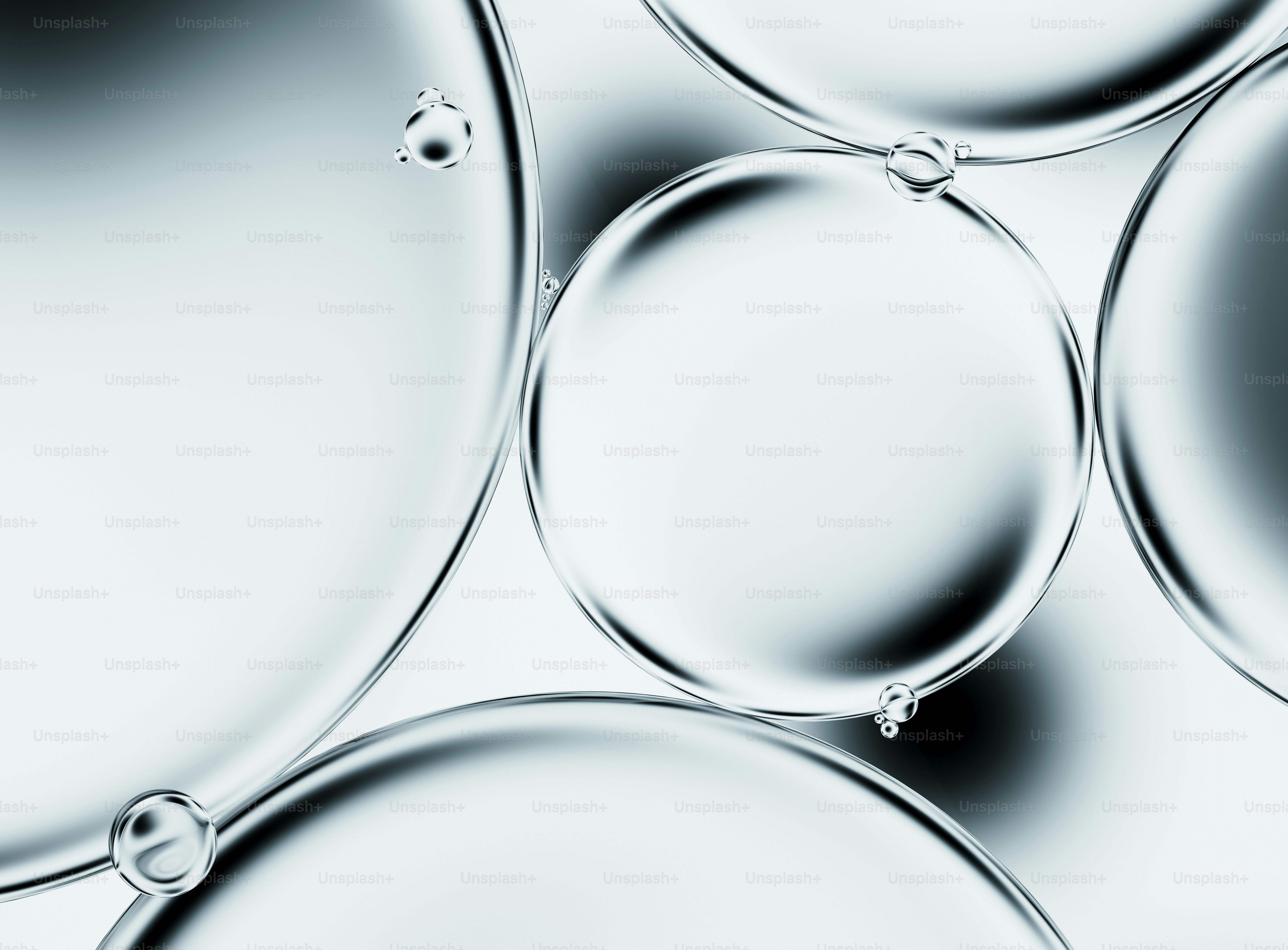 白い背景に抽象的な水の泡のクローズアップ