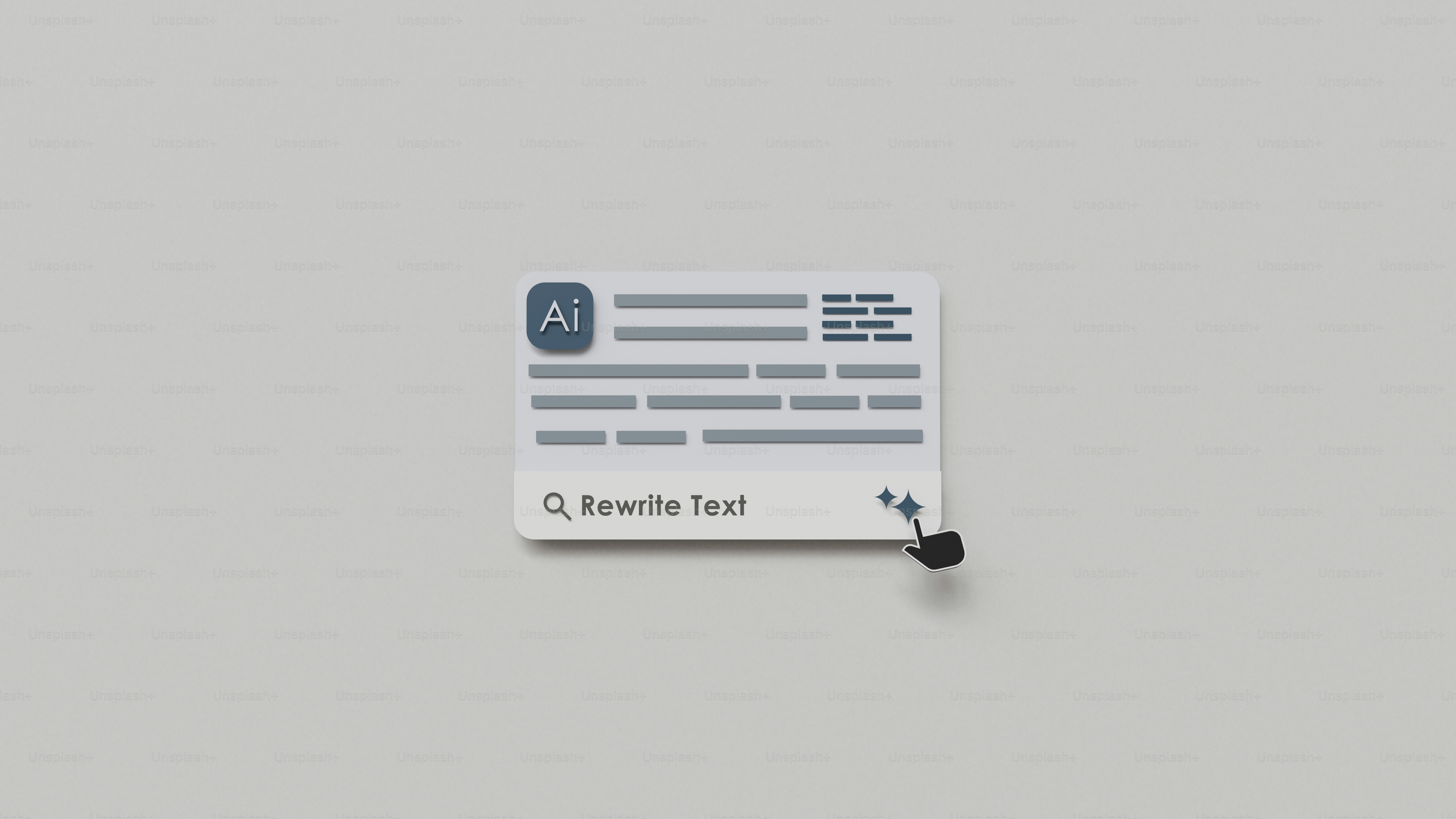 Antarmuka pengeditan teks Ai dengan kursor dan bilah pencarian