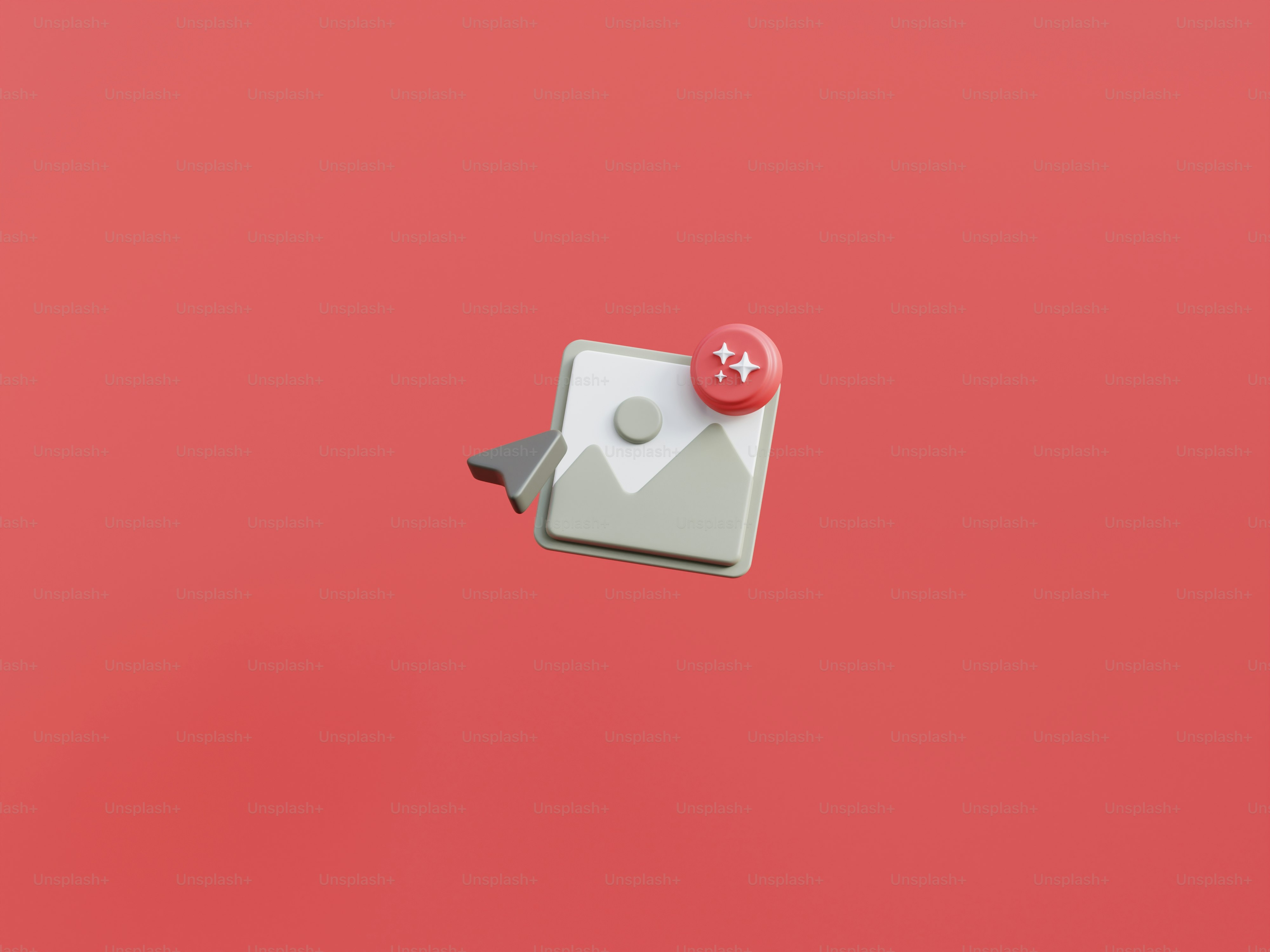 3D icon of a picture with a plus sign.