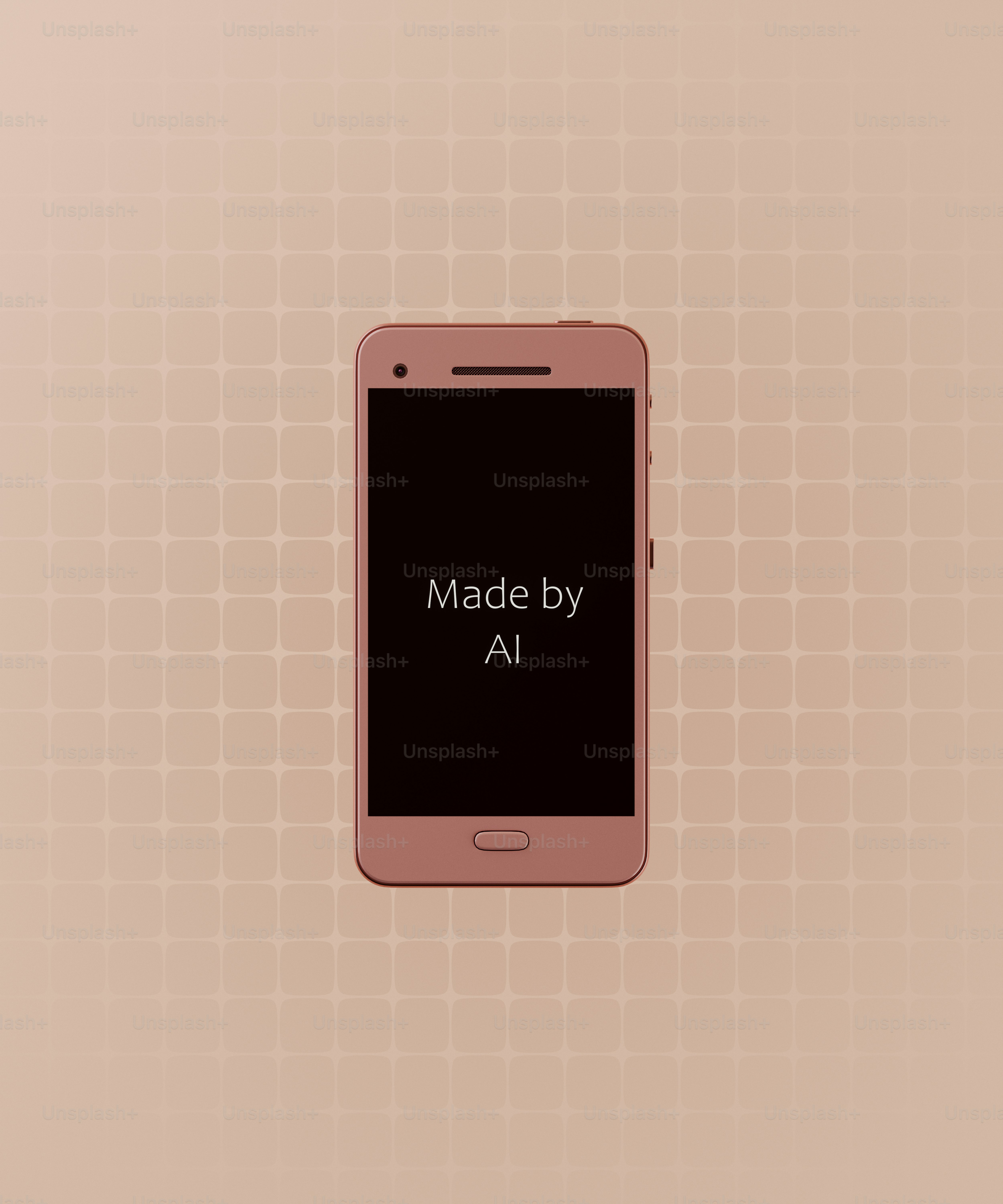 A pink smartphone with \