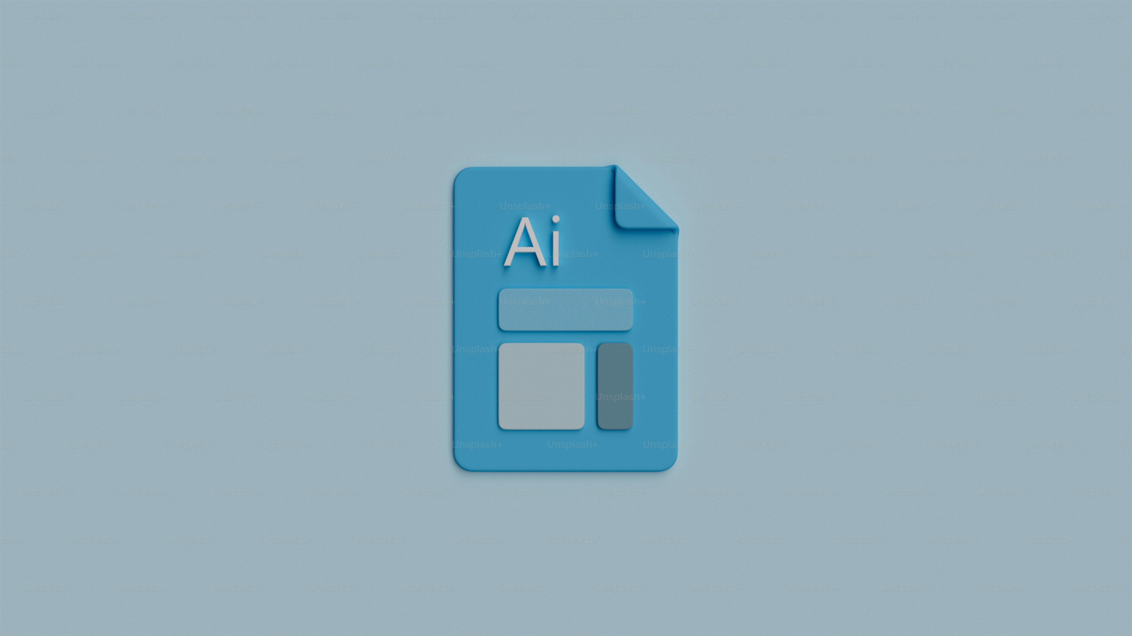 Une icône de fichier Adobe Illustrator bleue sur fond gris