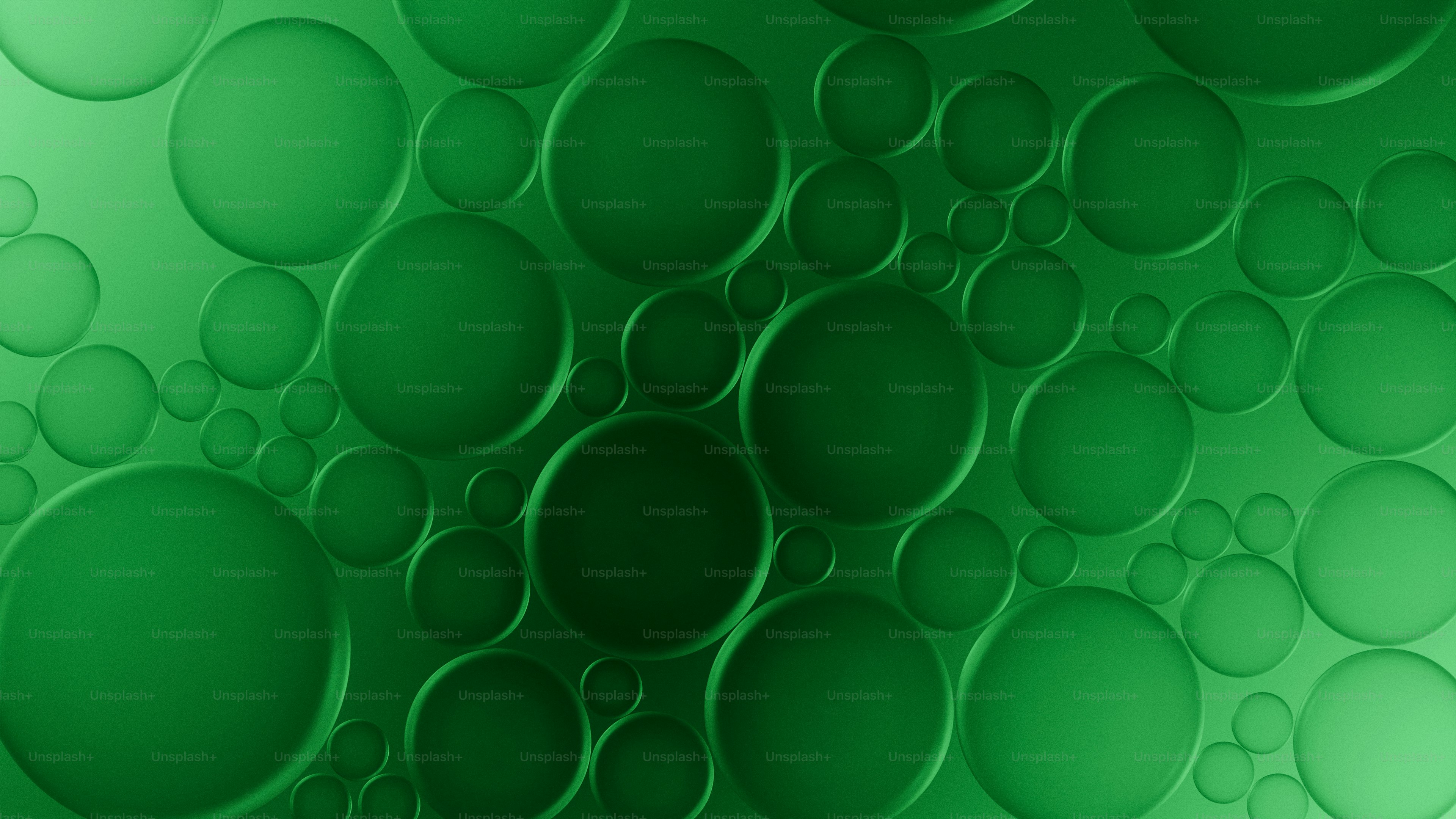 Green abstract circles with varying sizes and depths