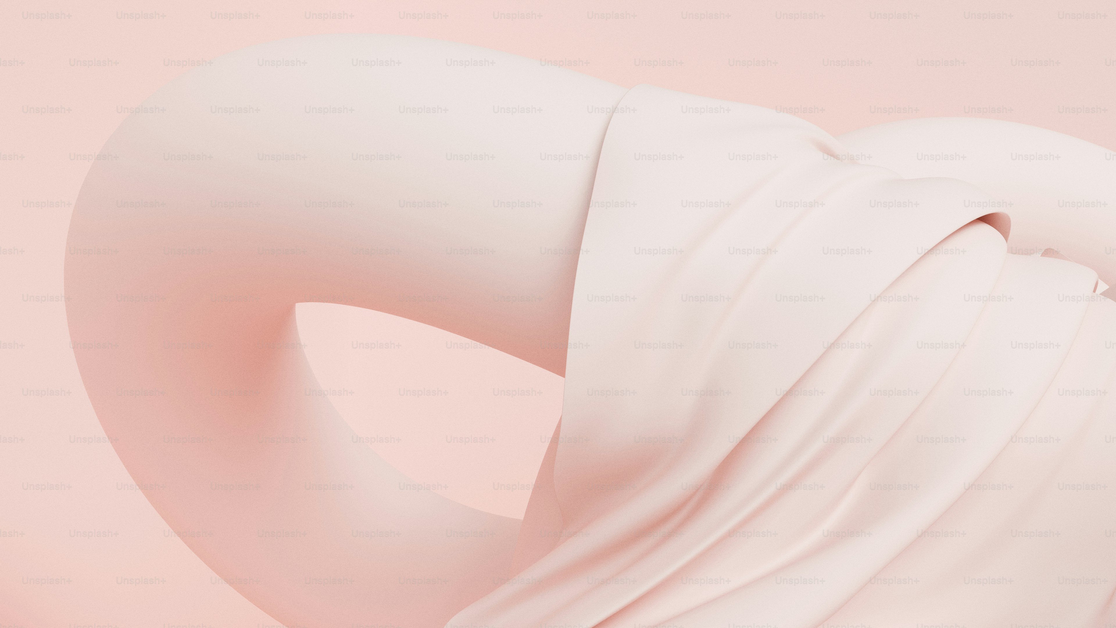 Abstract soft pink form with draped fabric