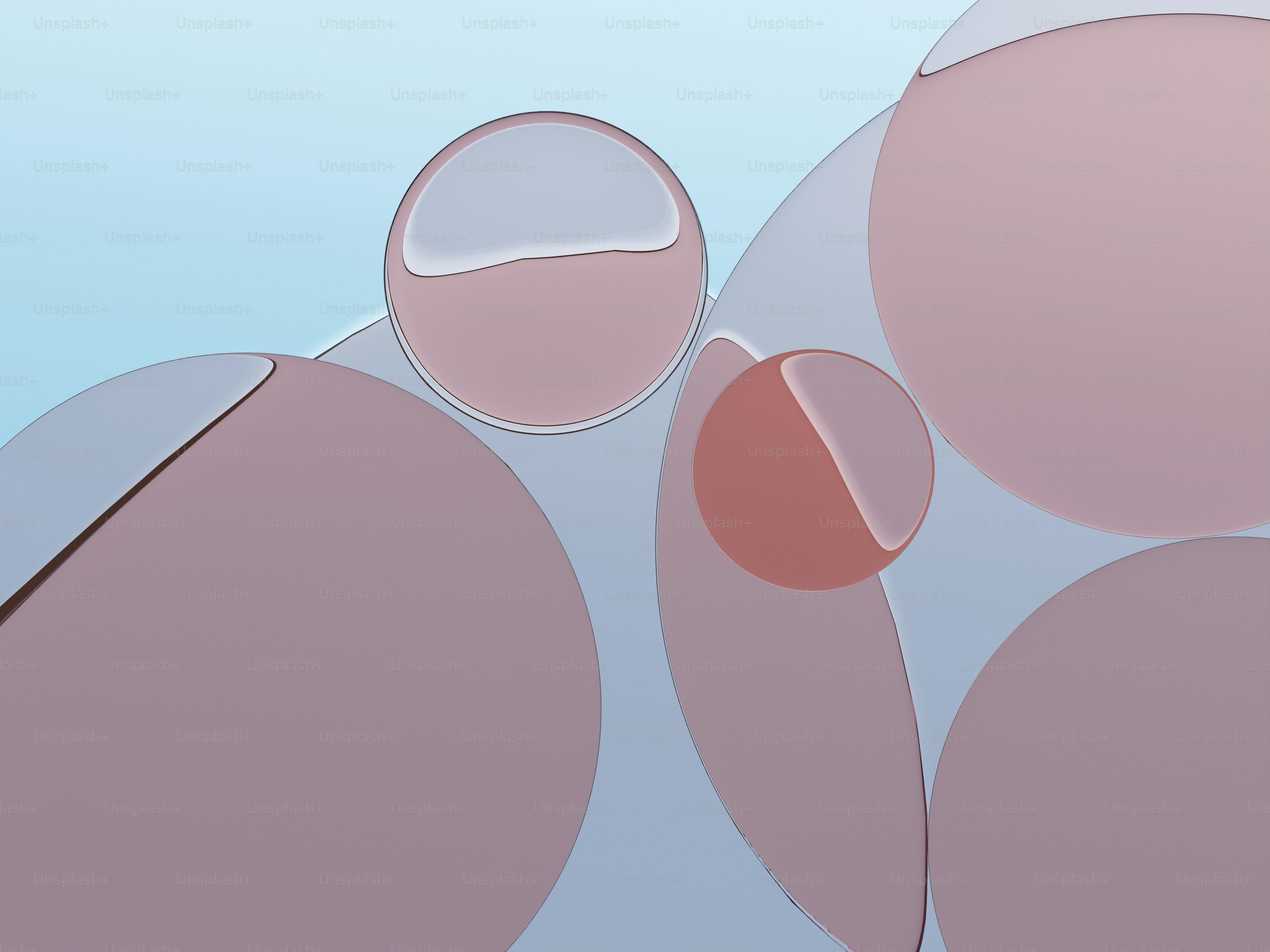 ピンクの円と青い背景の抽象的な構図