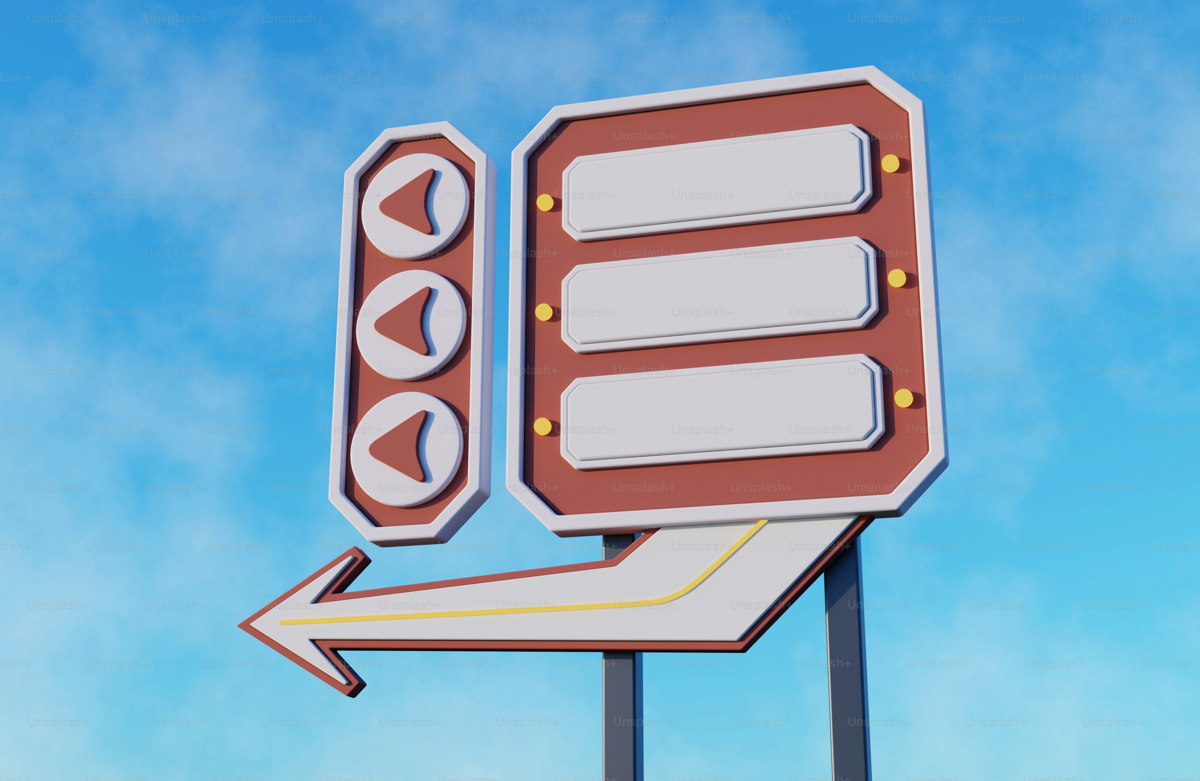 Retro roadside sign with blank panels against blue sky photo - Road ...