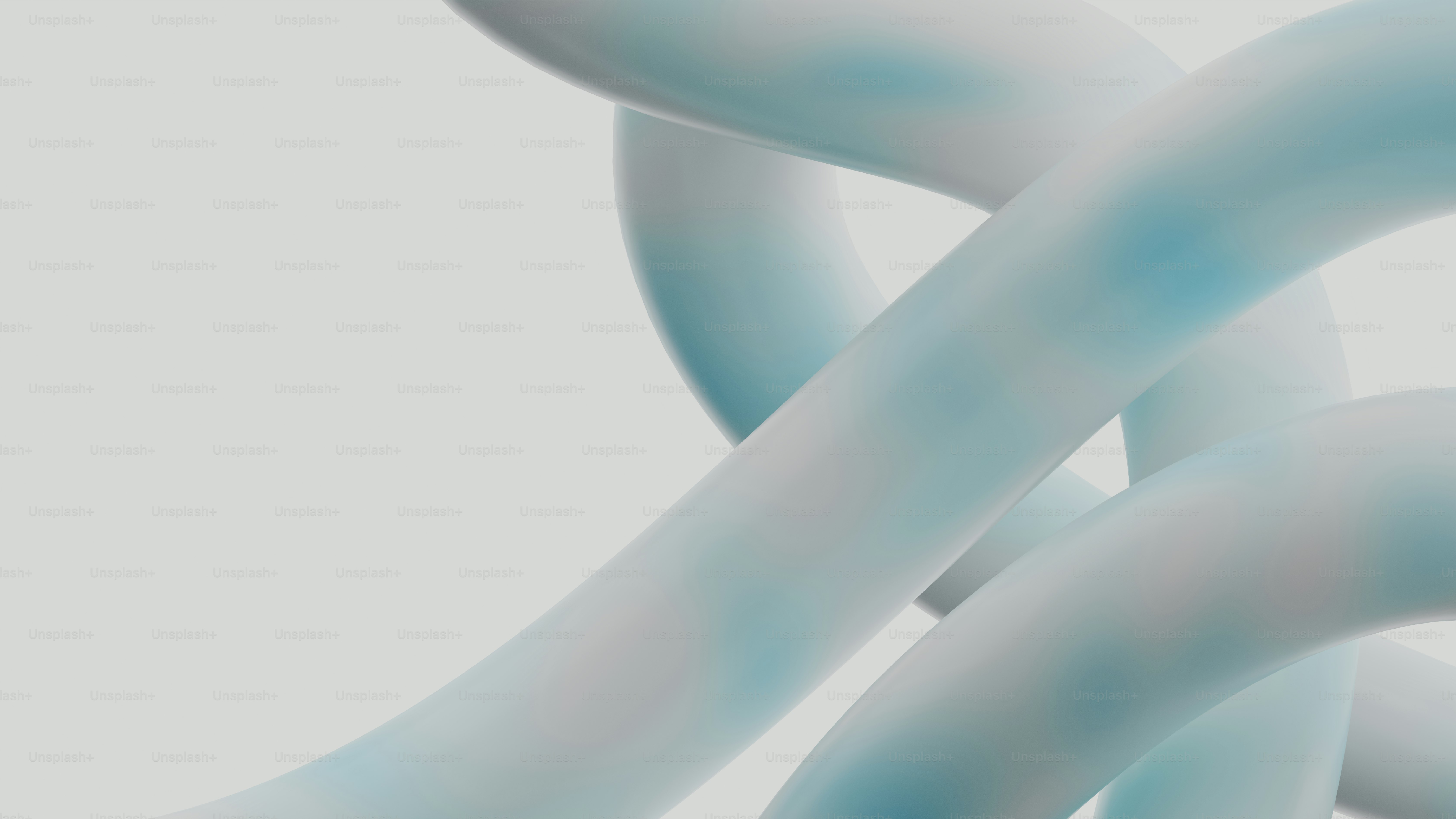 흰색 바탕에 파란색 포인트가 있는 추상적으로 흐르는 관들