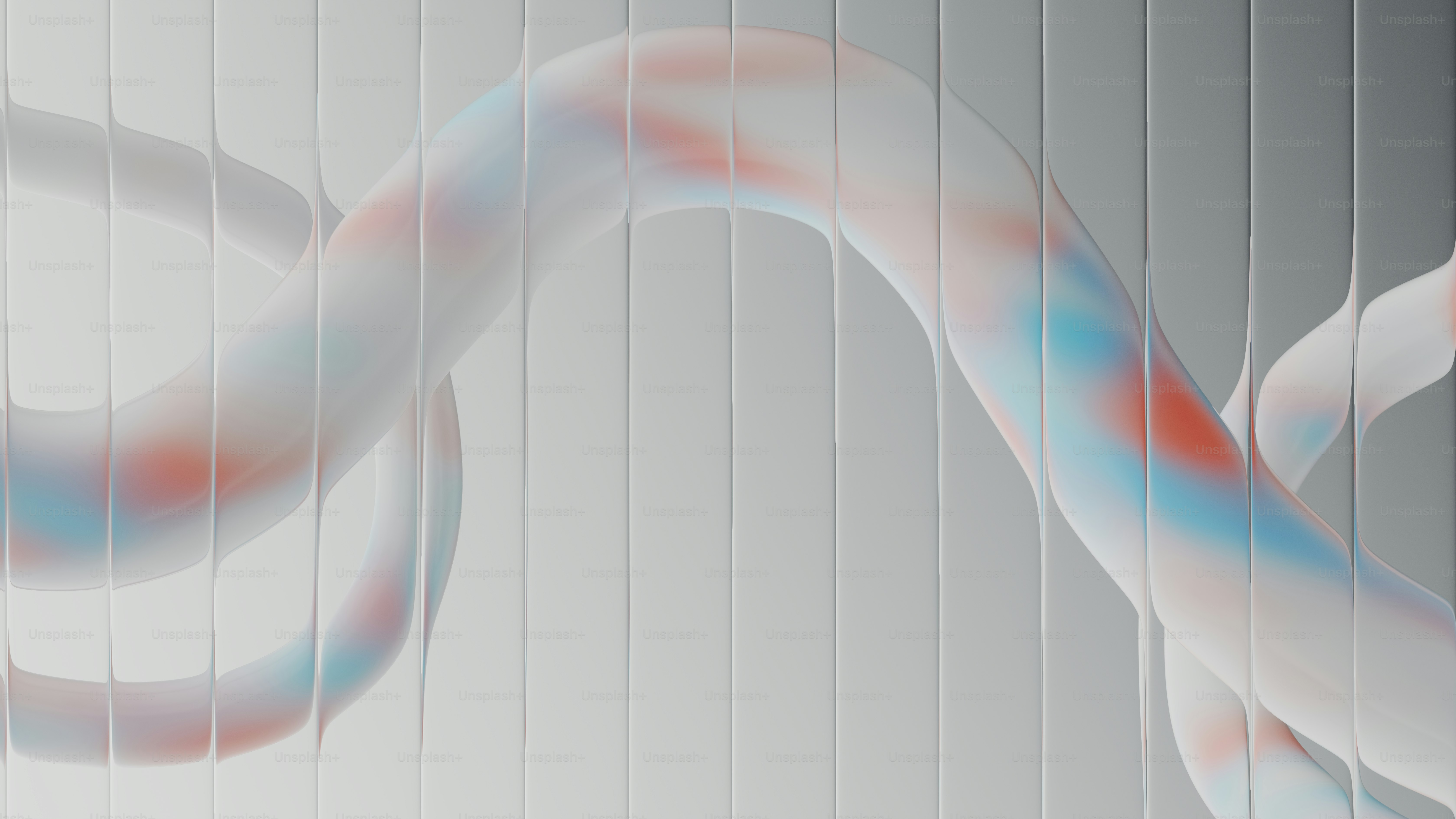 추상적인 흰색 물결무늬 리본에 다채로운 포인트가 들어간 디자인입니다.