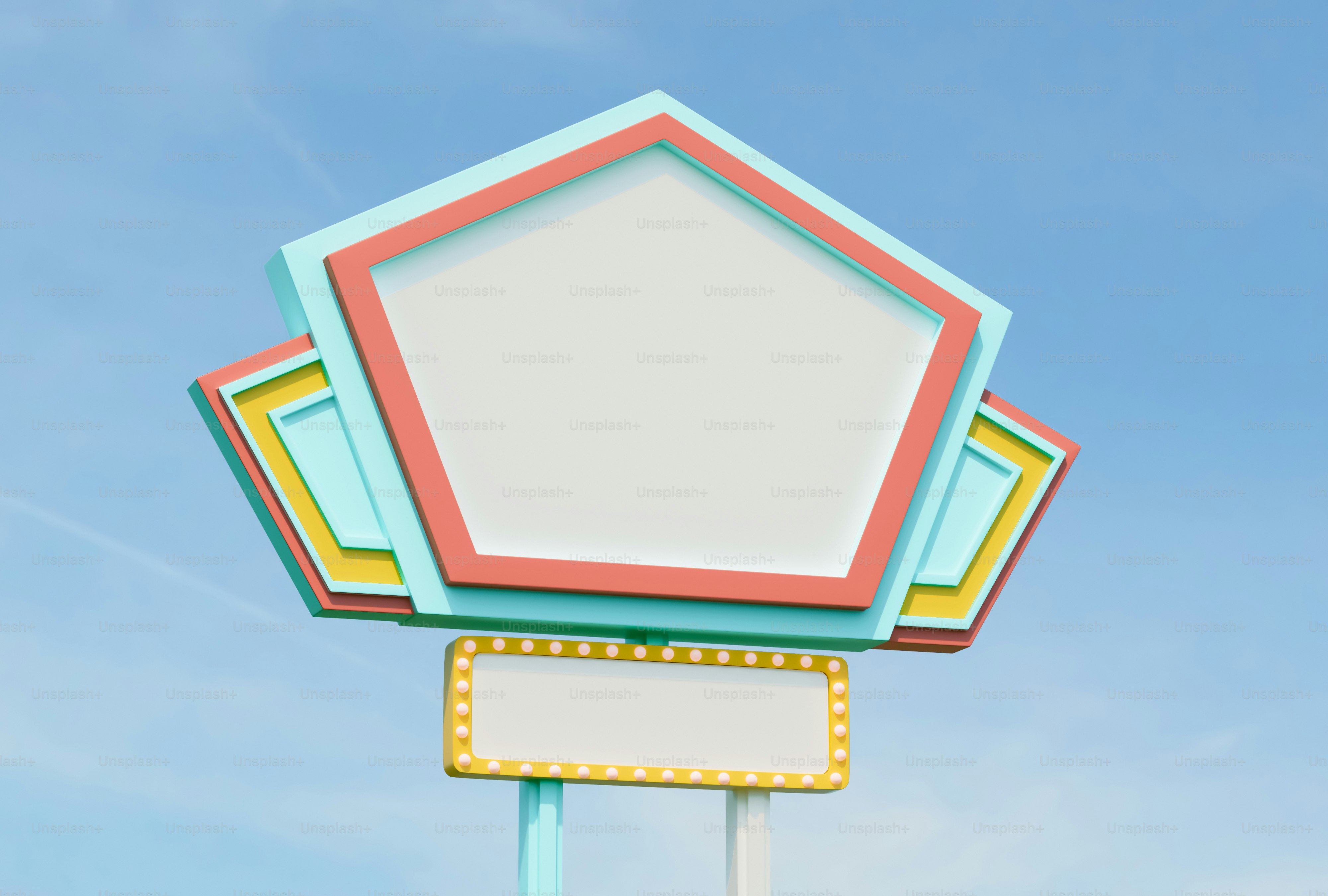 맑은 하늘을 배경으로 한 복고풍 마키 간판