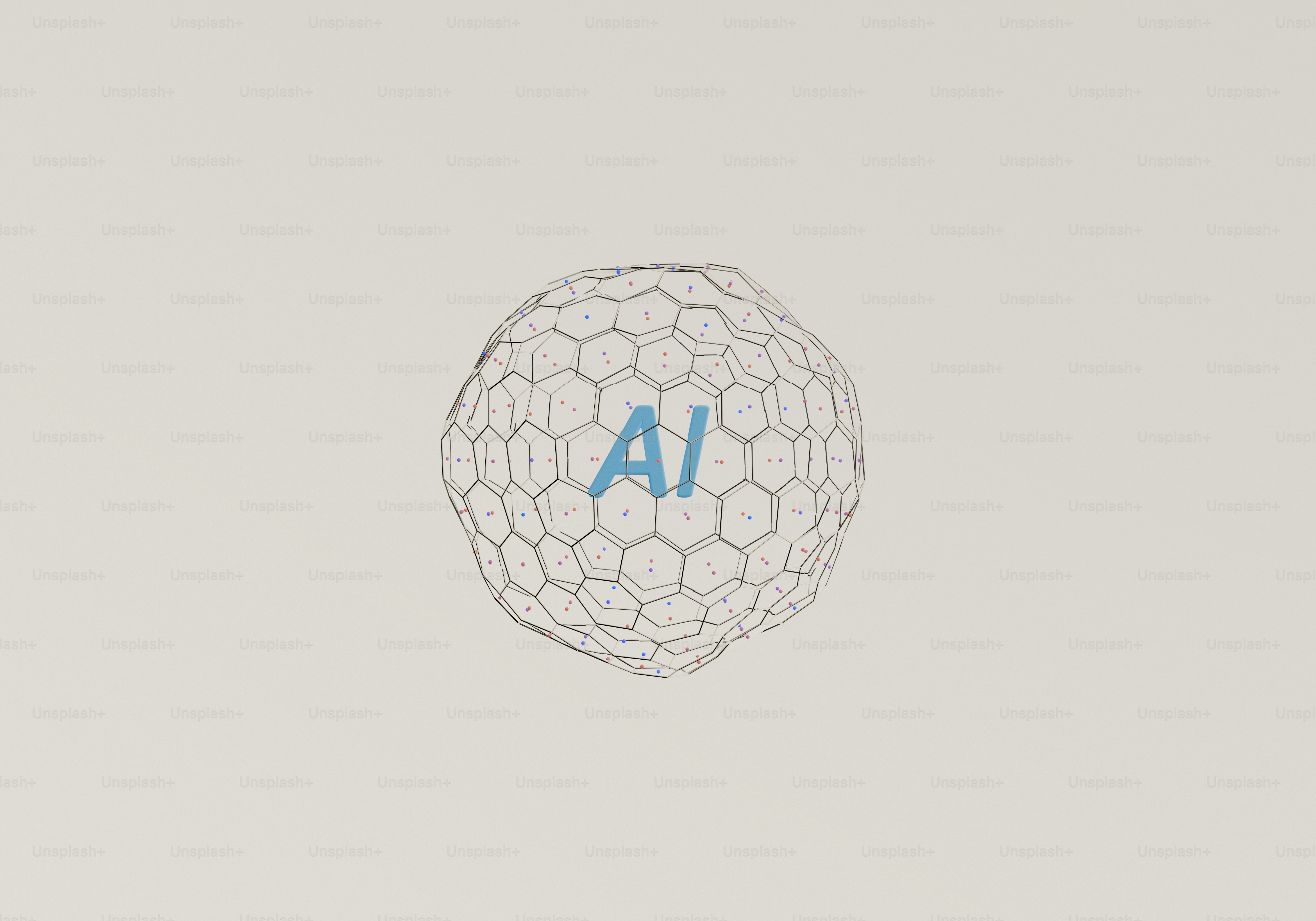 육각형 패턴과 'al' 라벨이 붙은 추상 구체