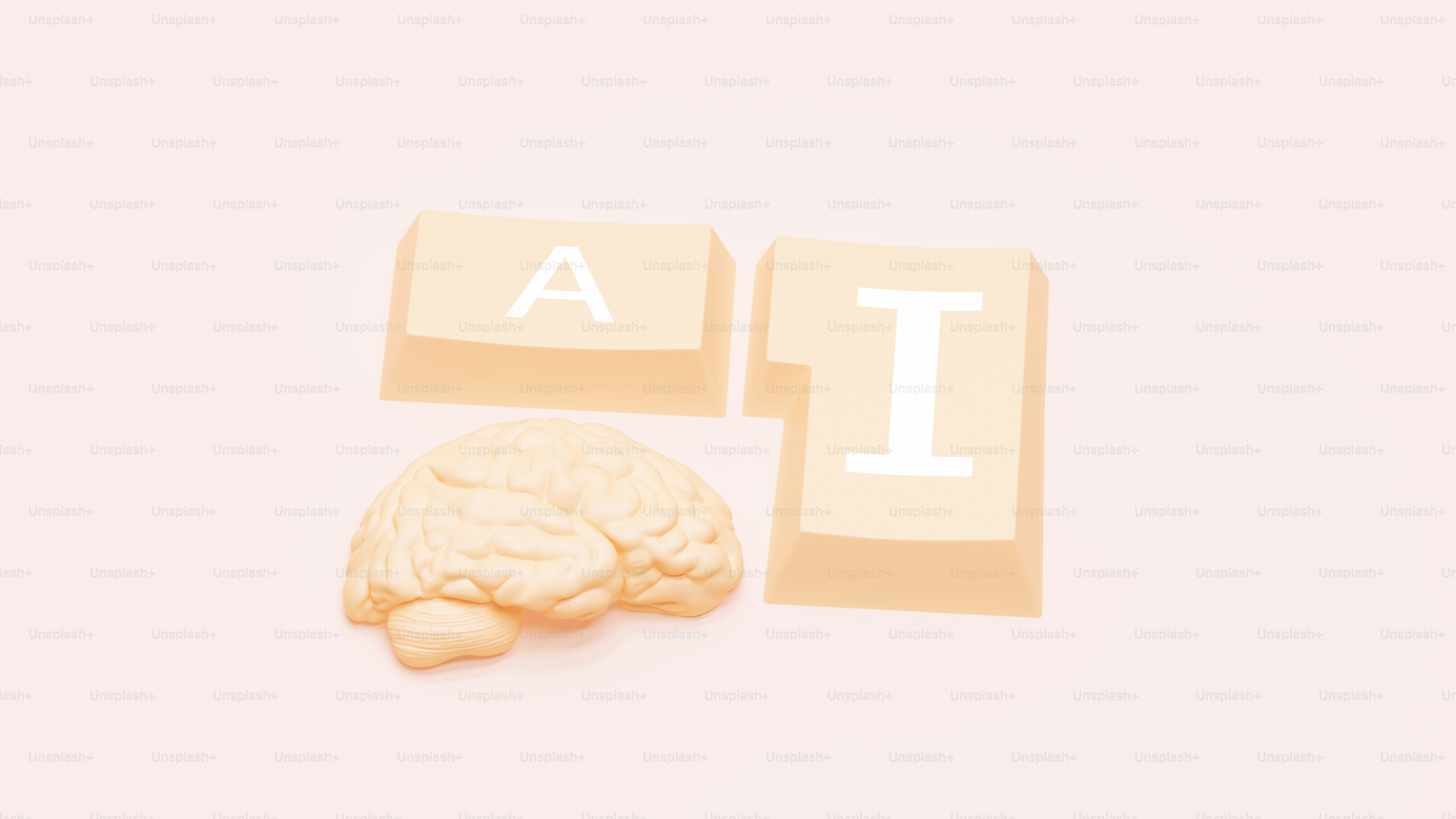 脳と文字ブロックを使ったAIコンセプト