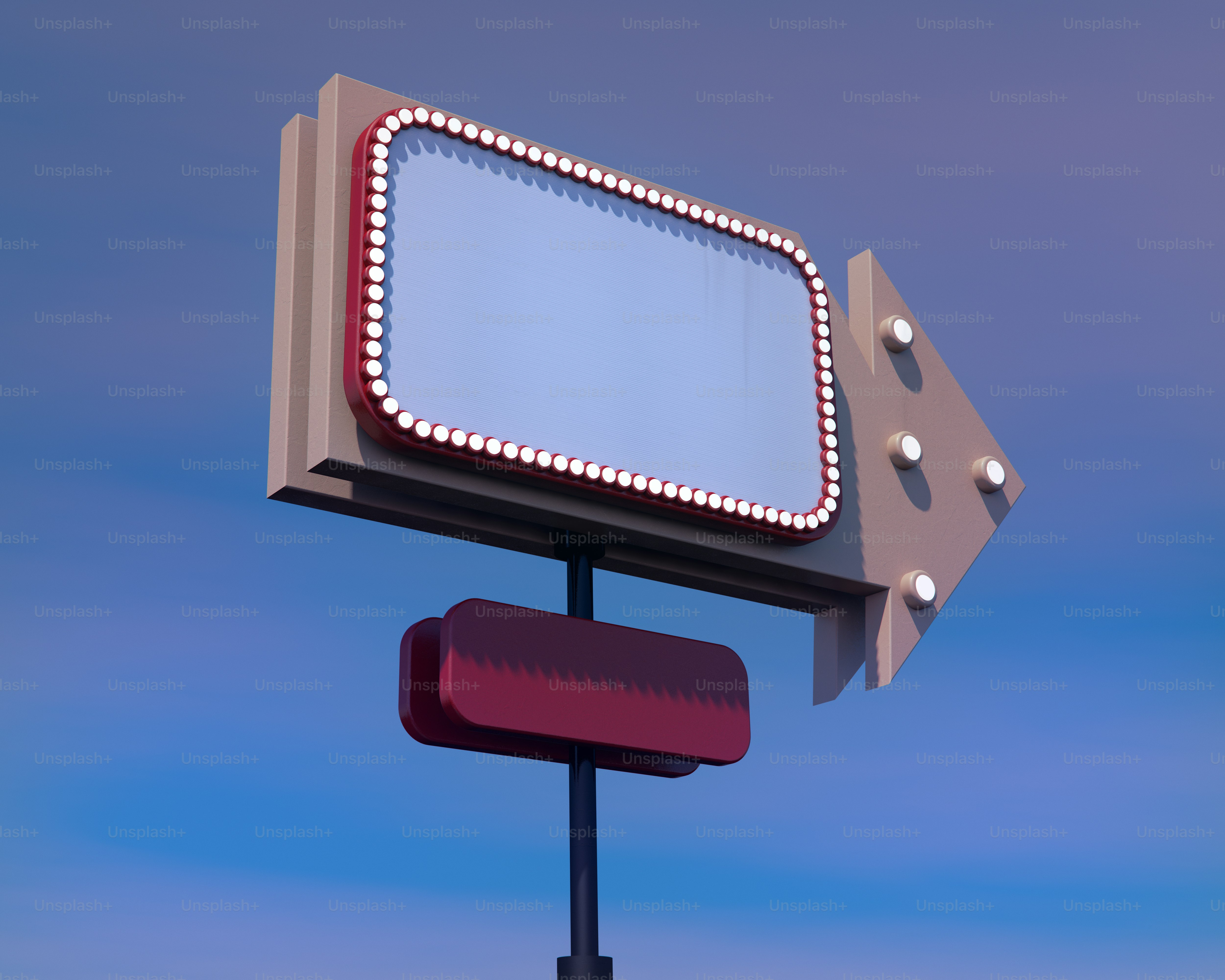 Retro marquee sign with empty illuminated board.