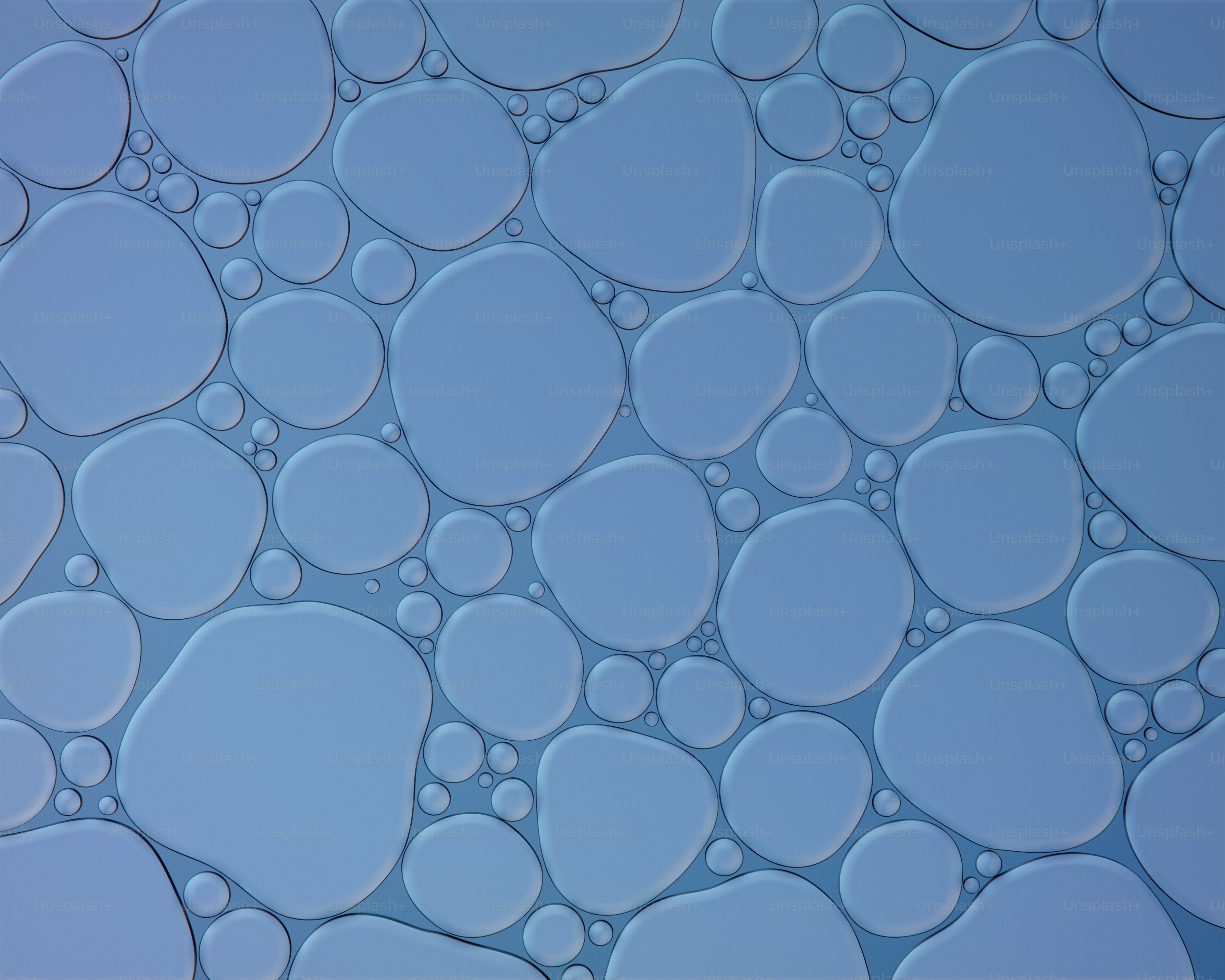 파란색 원과 타원의 추상 패턴