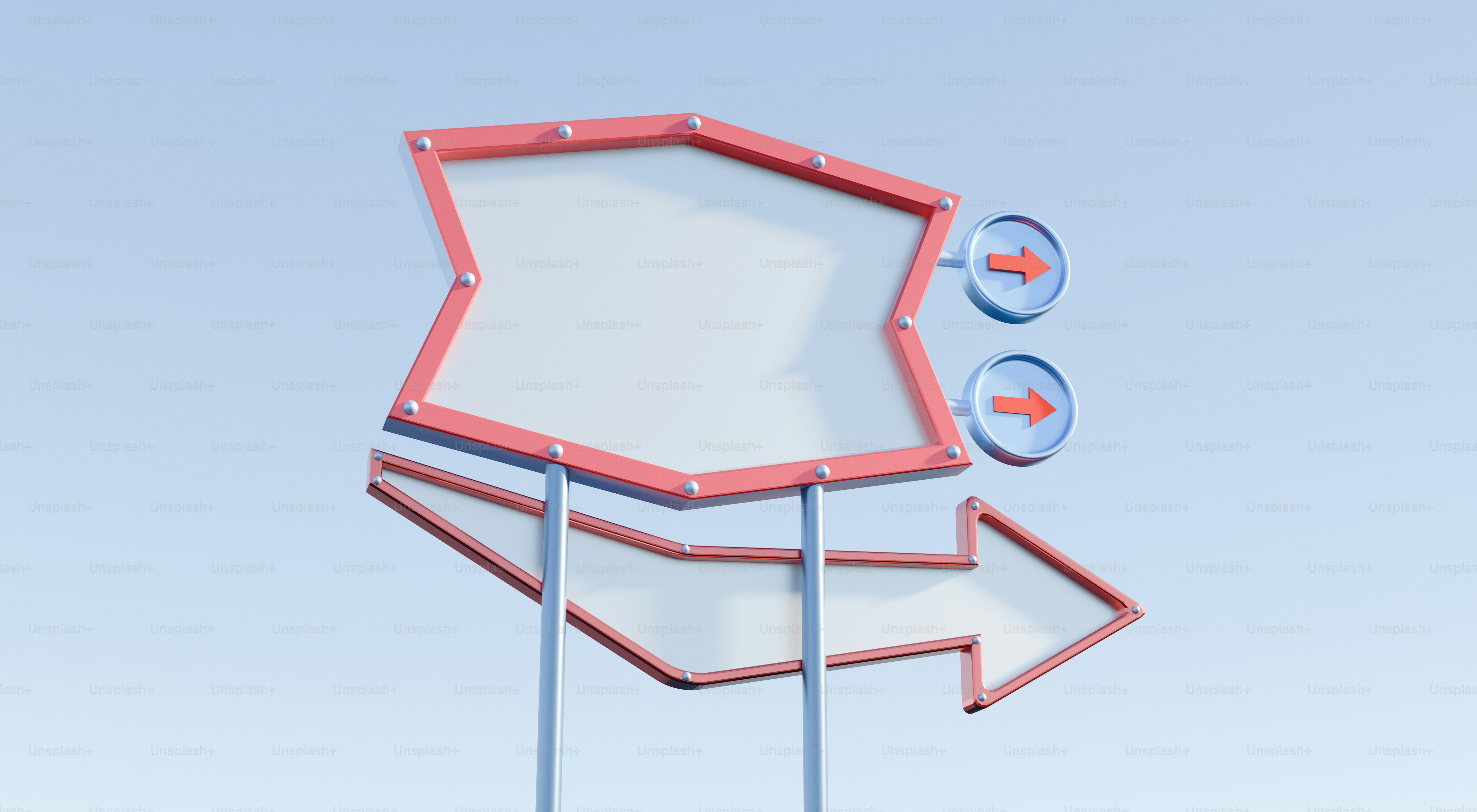 Retro roadside sign with directional arrows