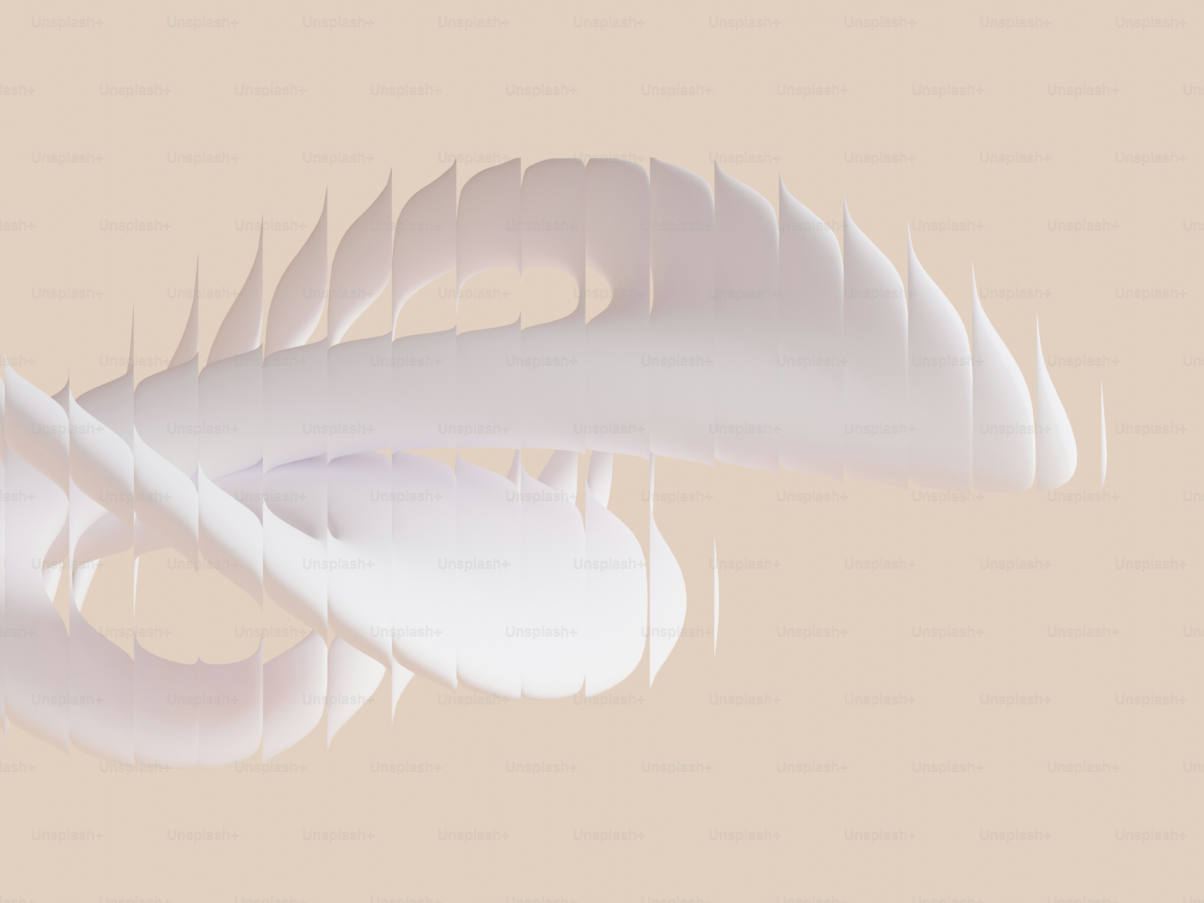 ベージュの背景に抽象的な白い渦巻き模様