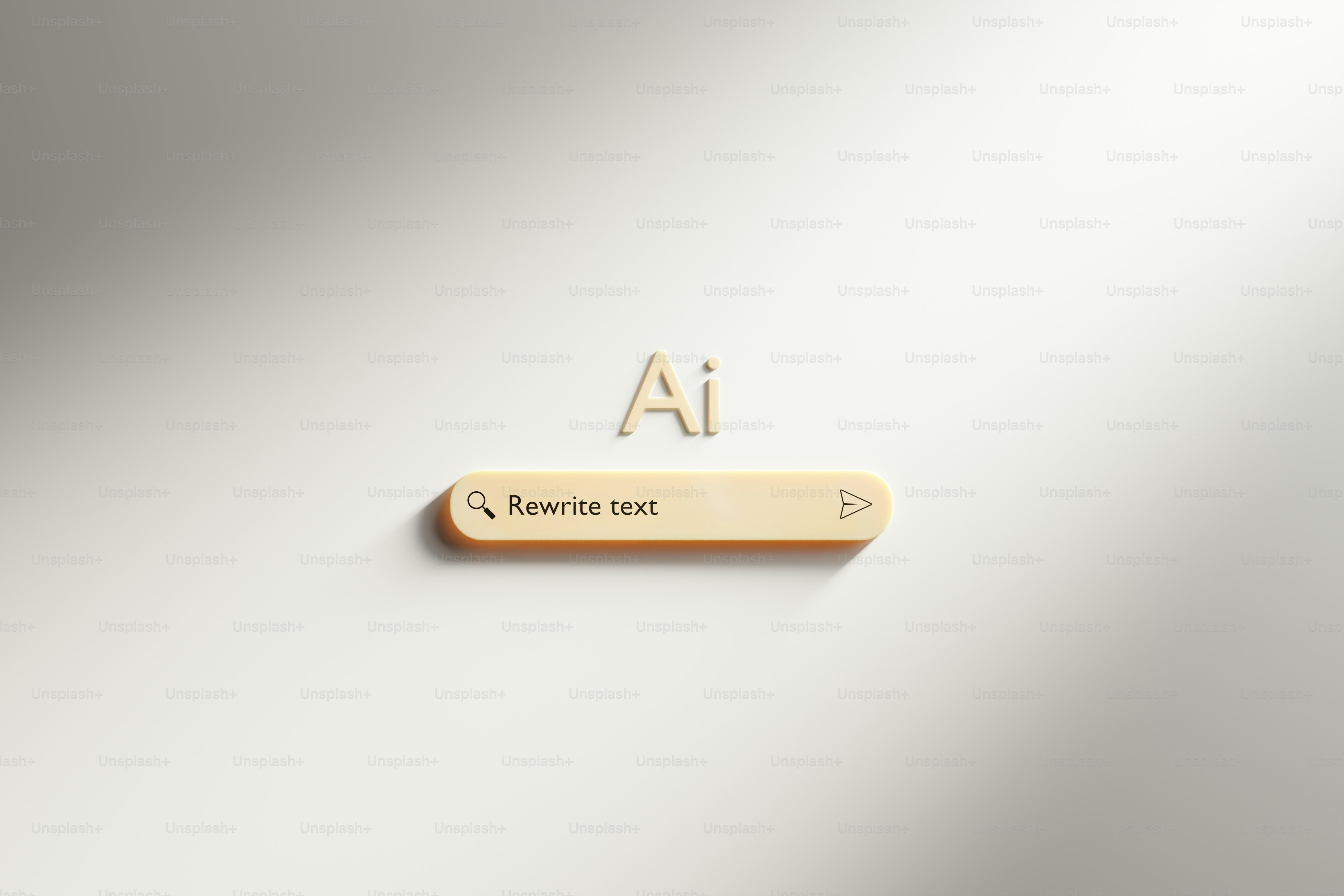 Minimalist search bar with ai text on white background