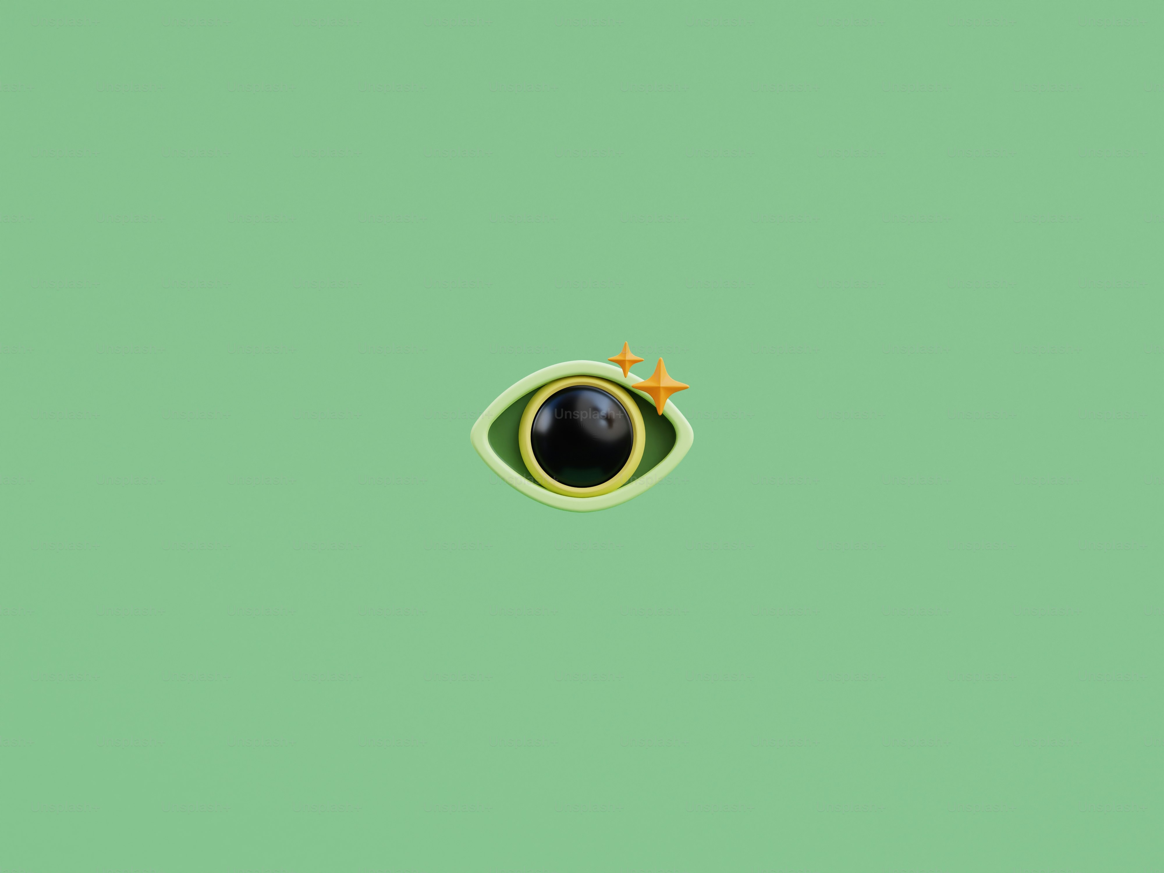 Stylized eye with stars on a green background