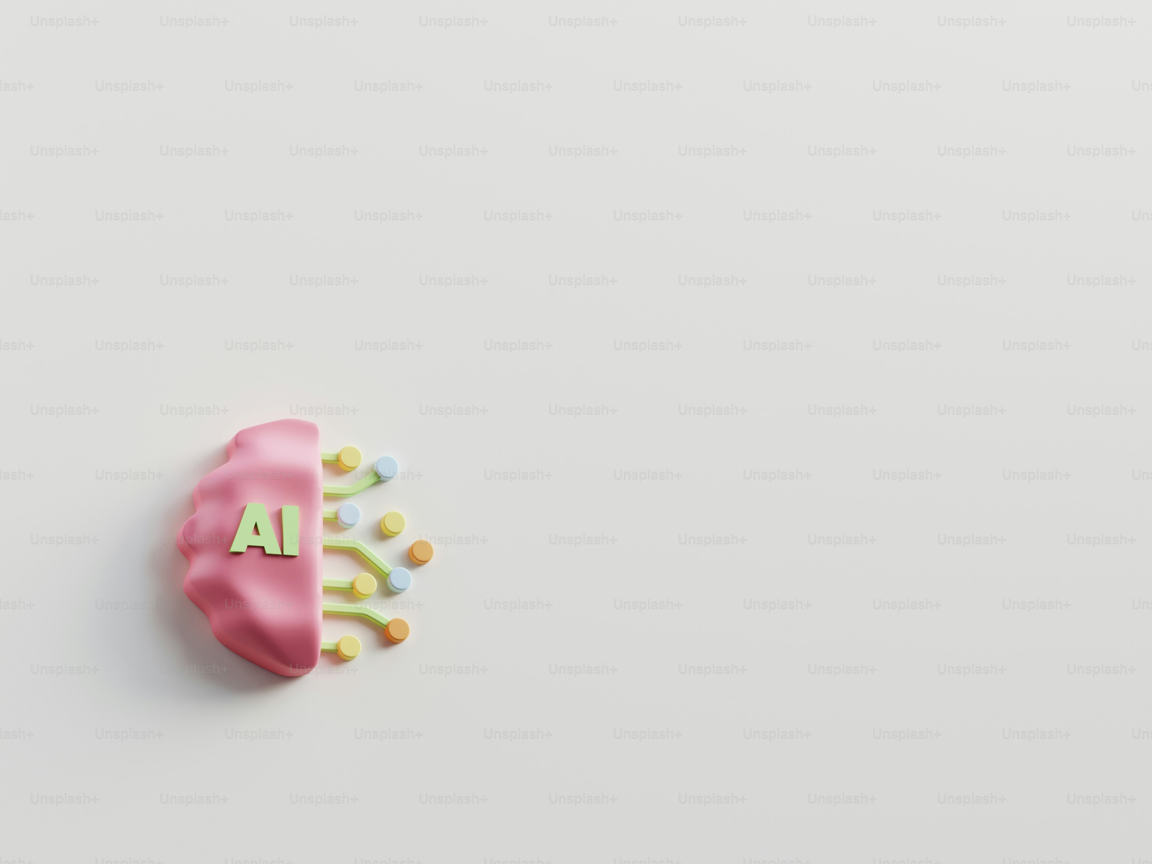 Pink ai brain illustration on a white background
