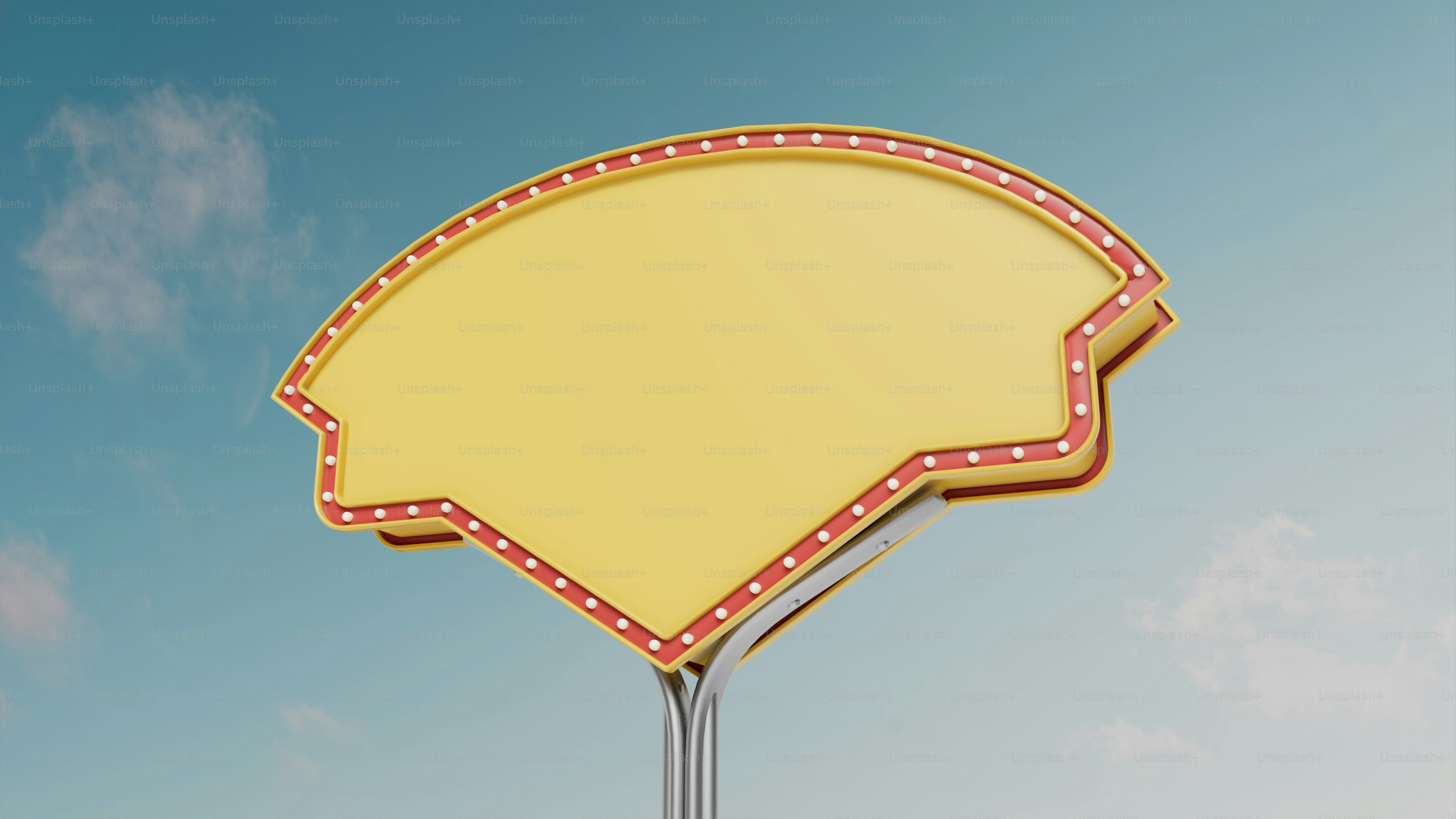 Leeres Vintage-Schild vor blauem Himmel