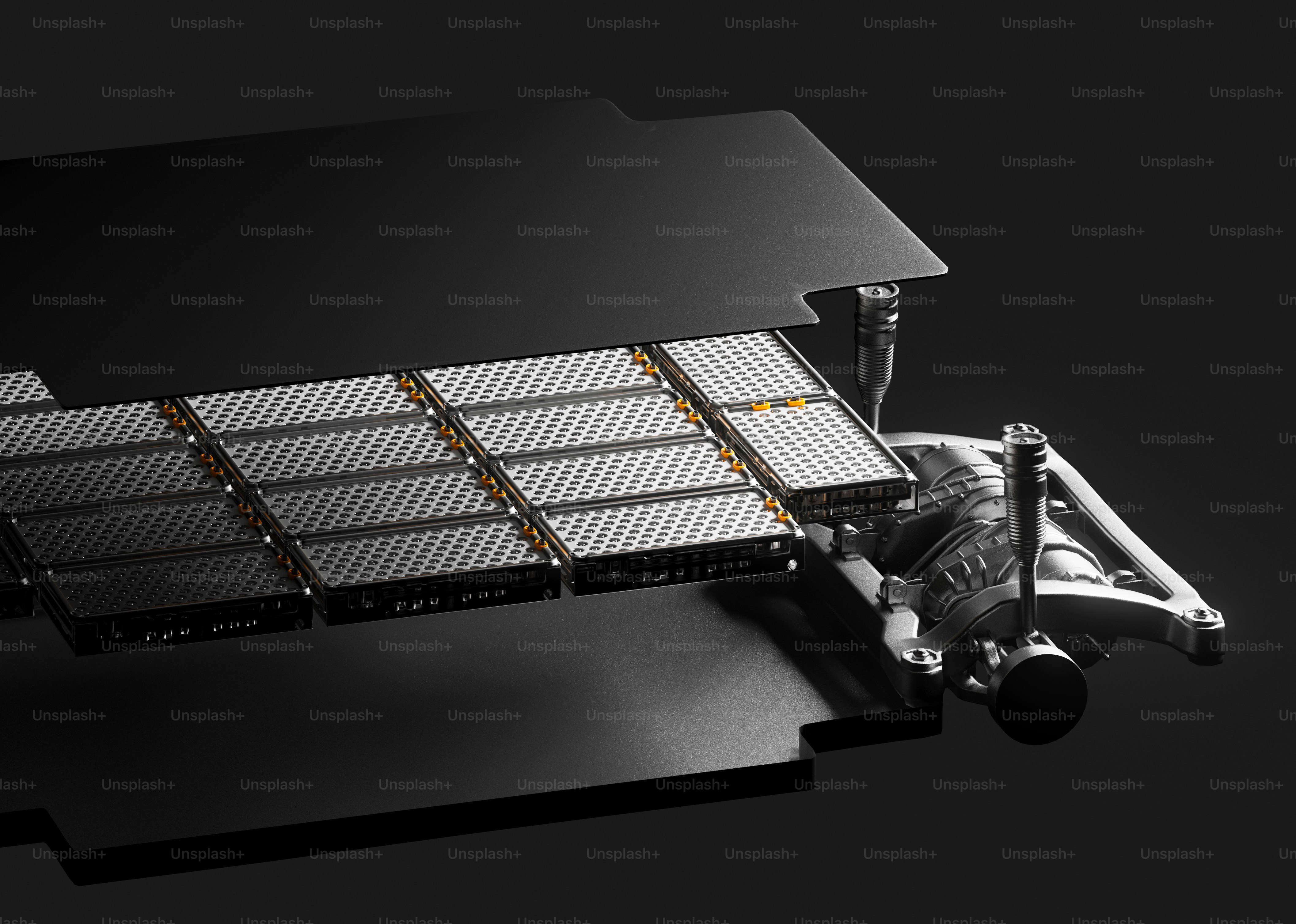Close-up of a solar panel array with a dark background photo ...