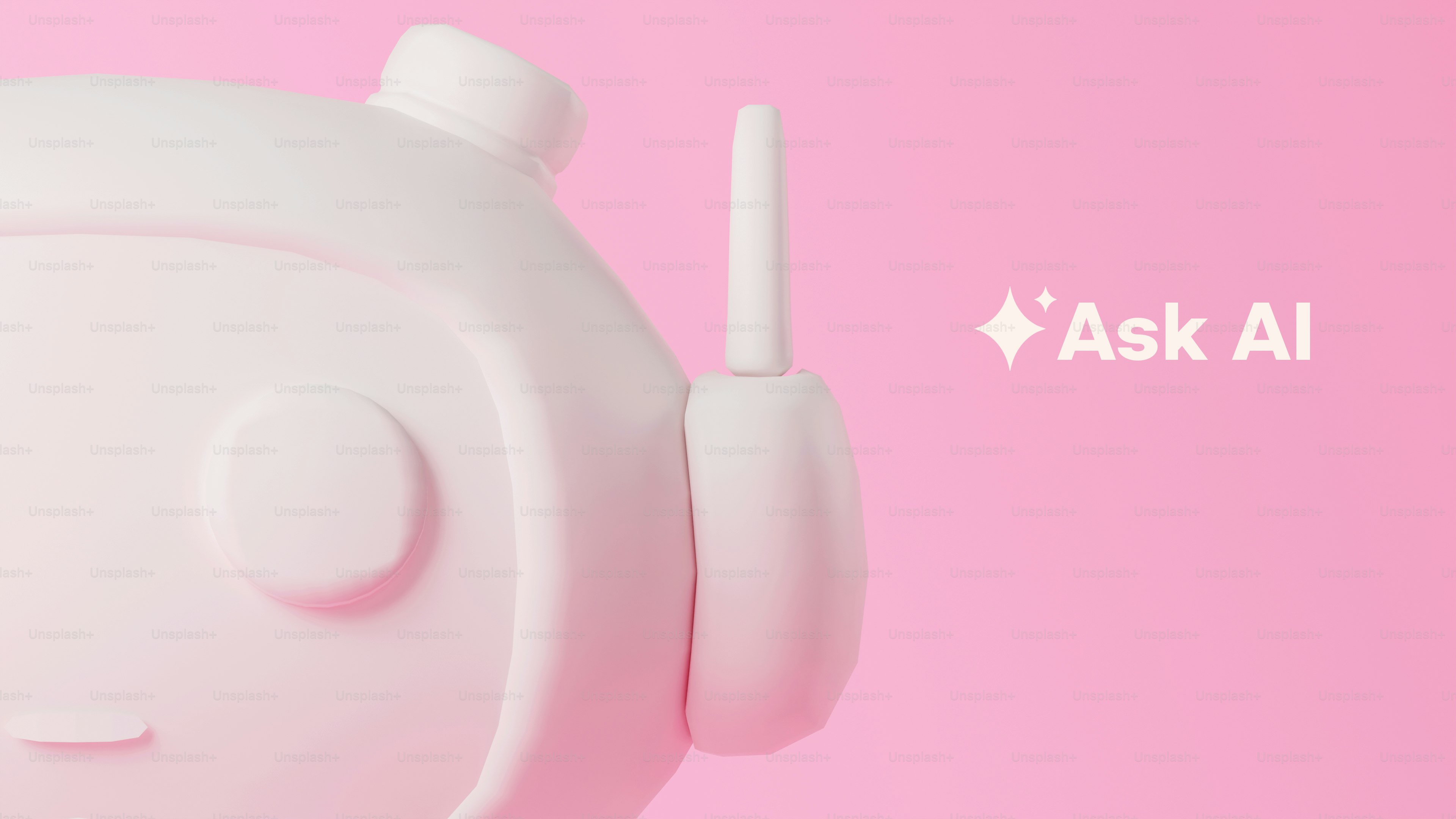 Kepala robot lucu dengan teks "tanya ai"