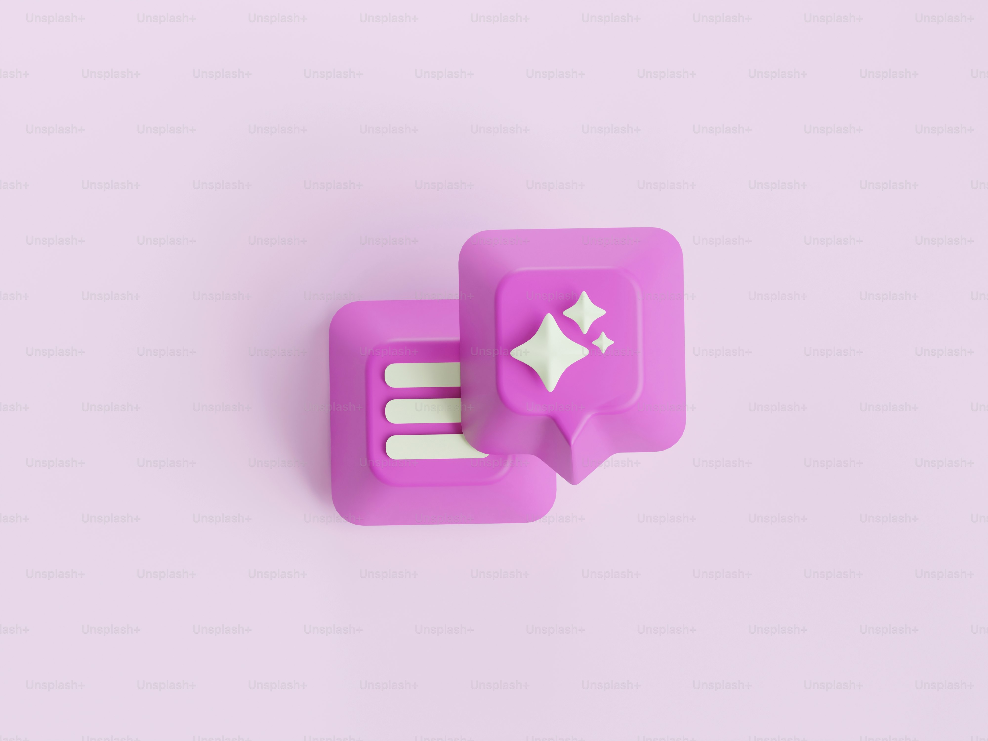 Dos globos de diálogo morados con purpurina