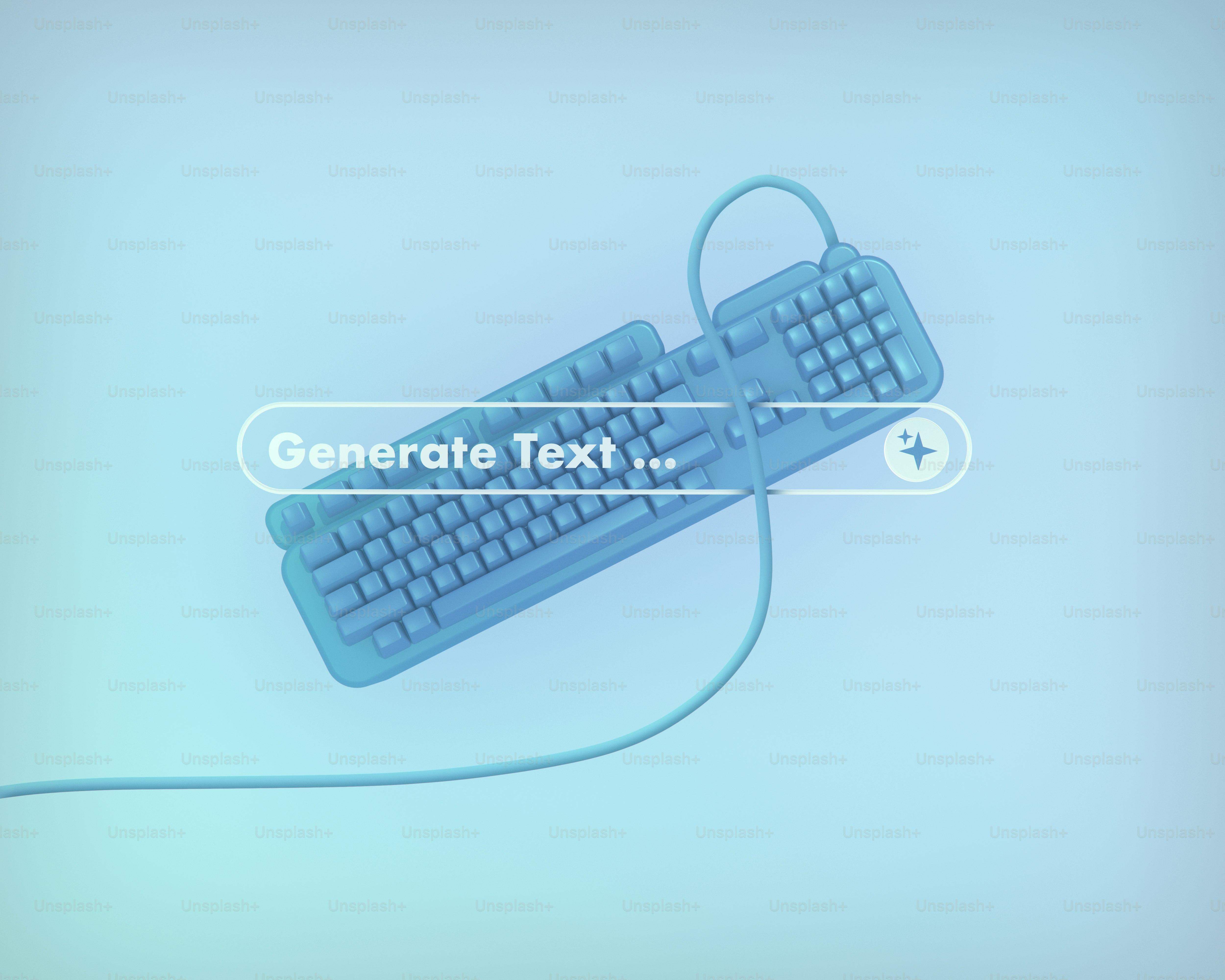 Blaue Tastatur mit der Suchleiste "Text generieren"