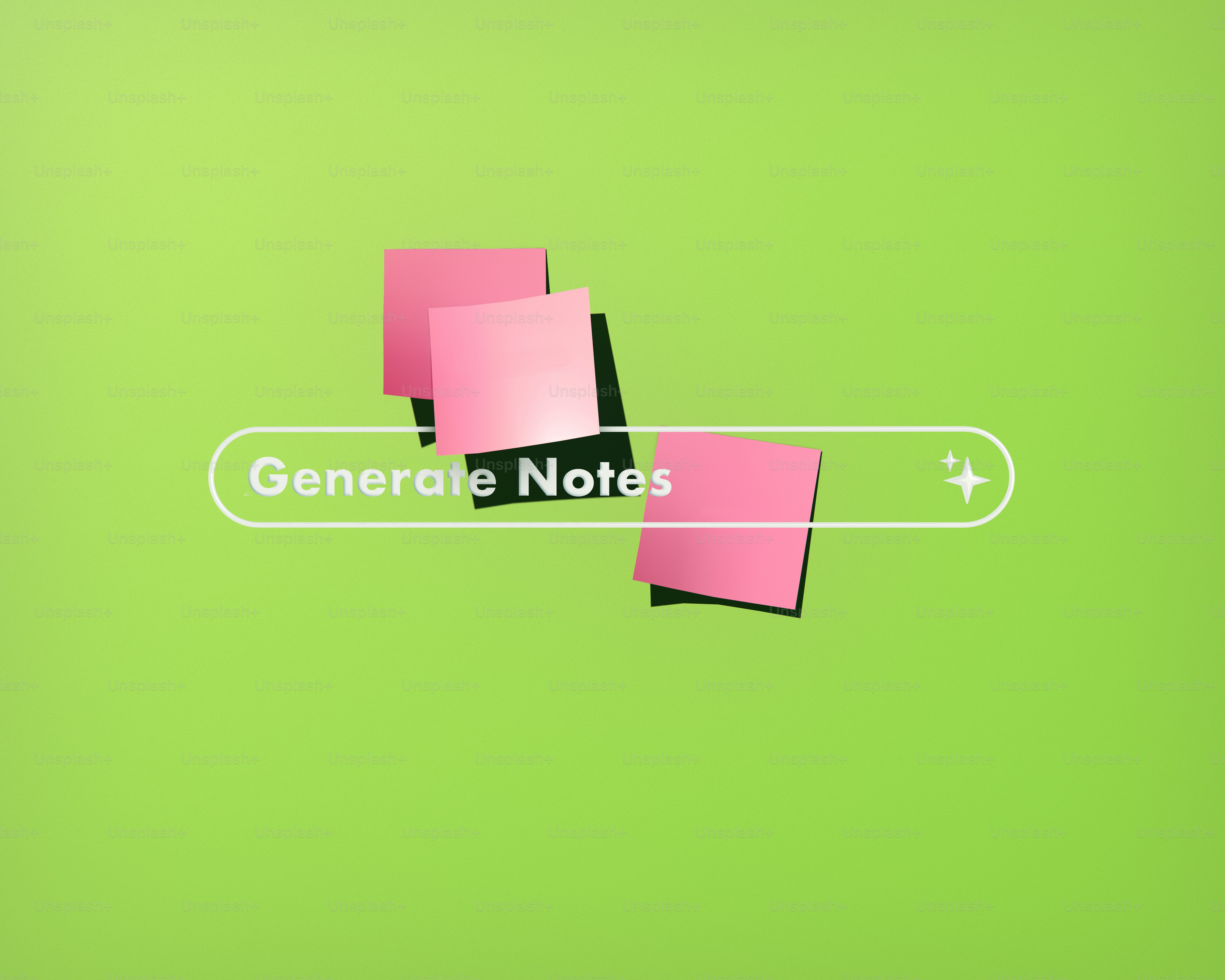 Pink sticky notes with 'generate notes' text.