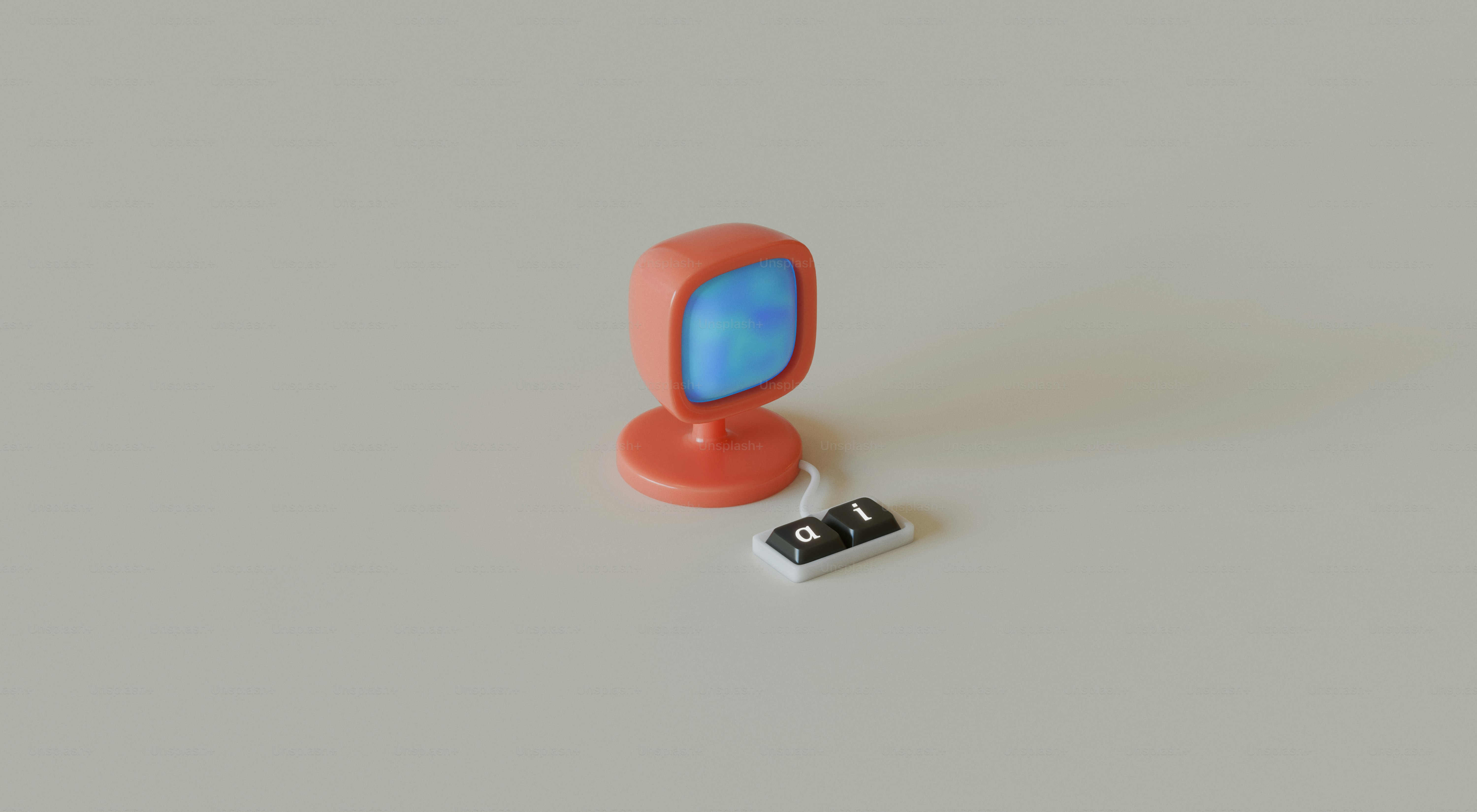 Retro orange television with a remote control