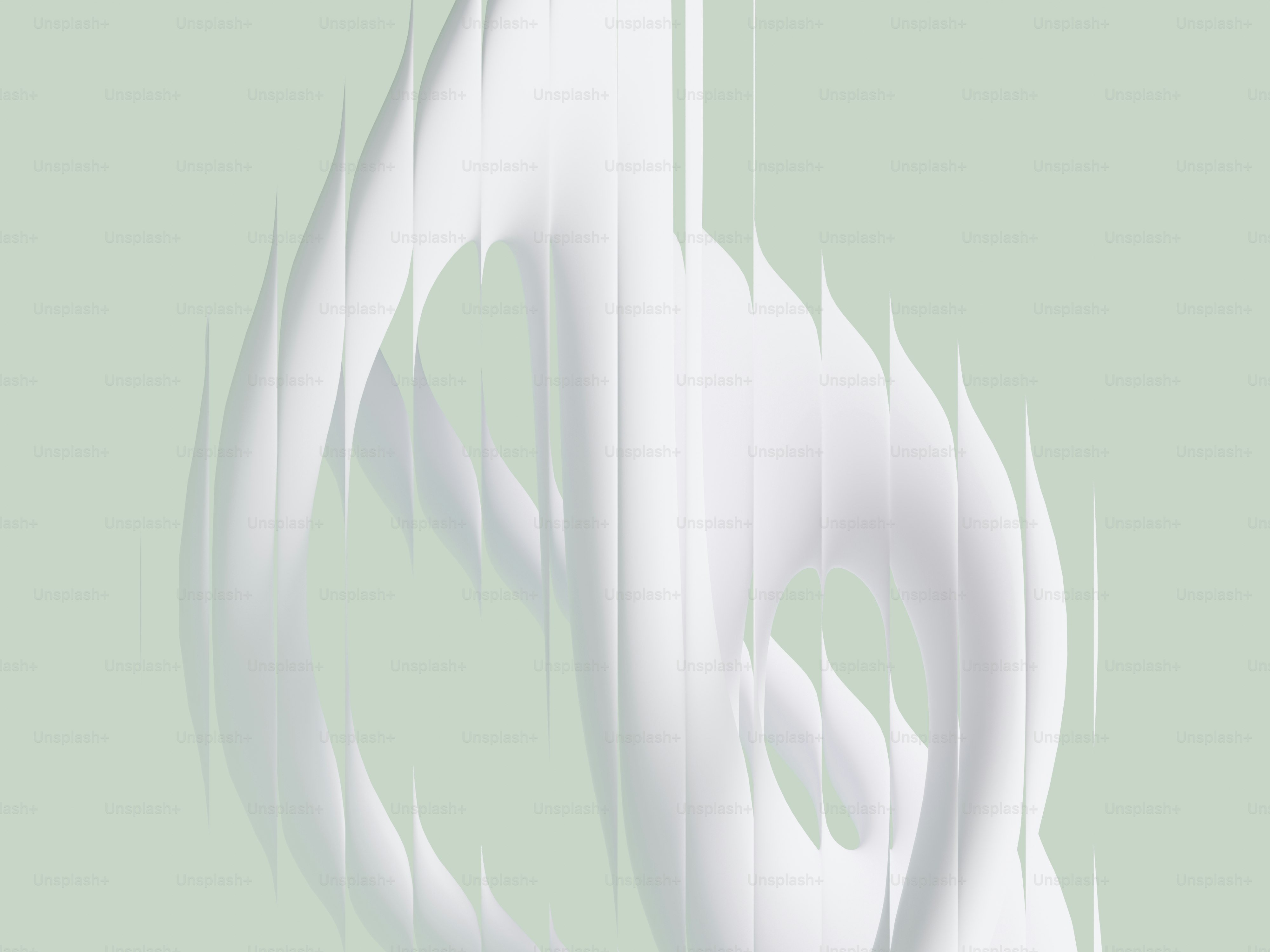 Forma branca abstrata contra um fundo verde claro