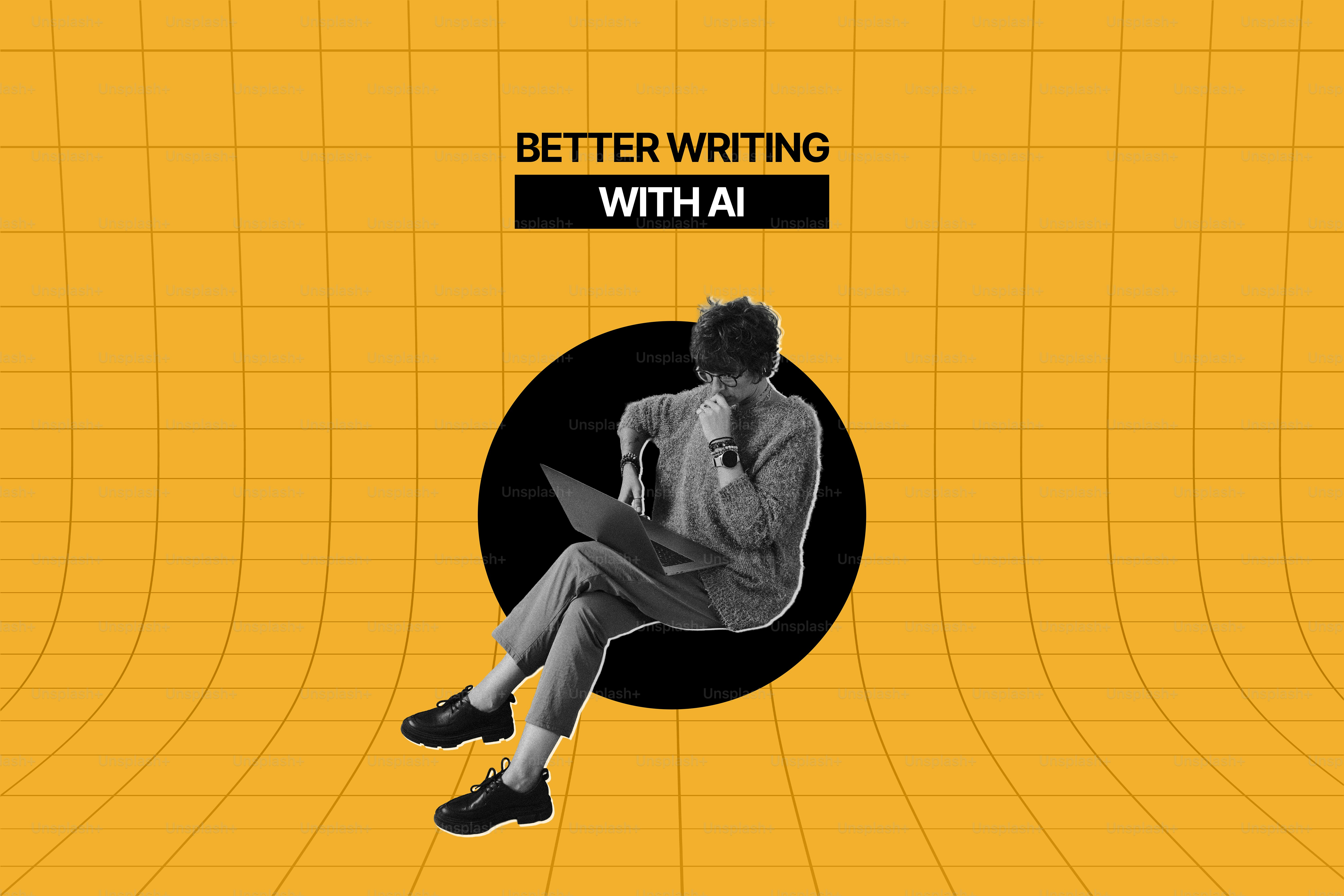 Persona trabajando en un portátil dentro de un círculo negro