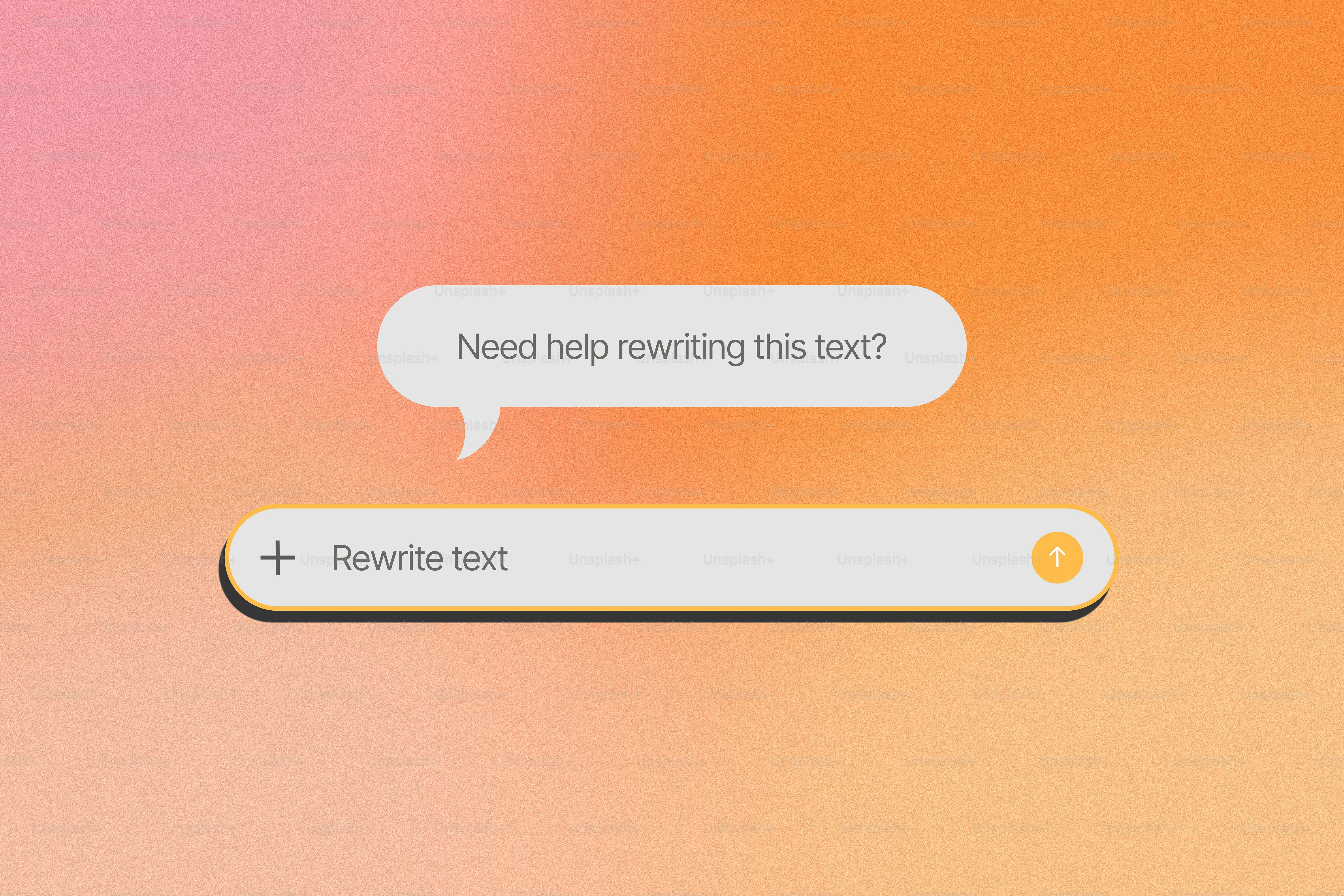 Speech bubble and text input field on gradient background.