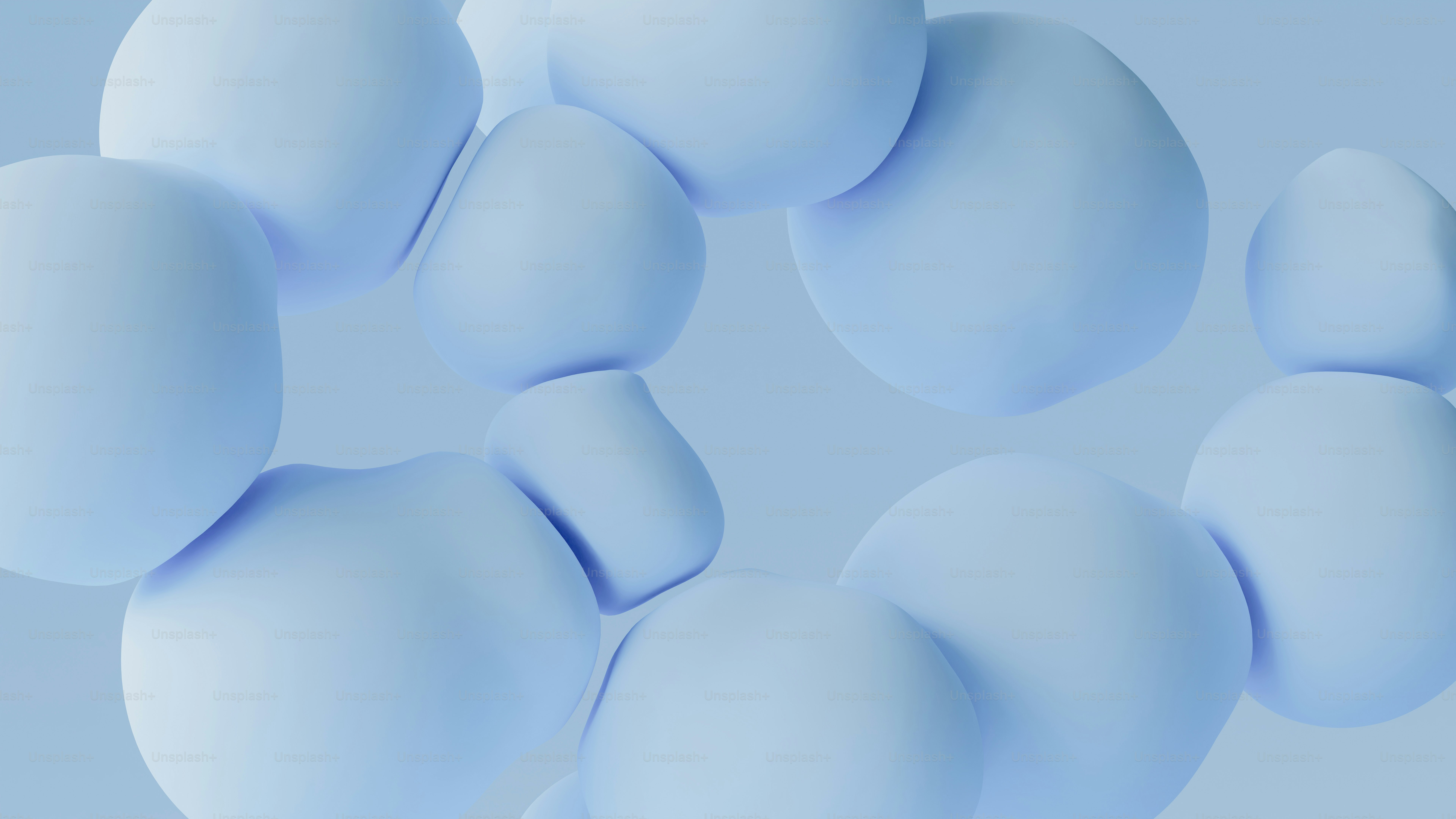 Formas abstractas suaves y azul claro flotando
