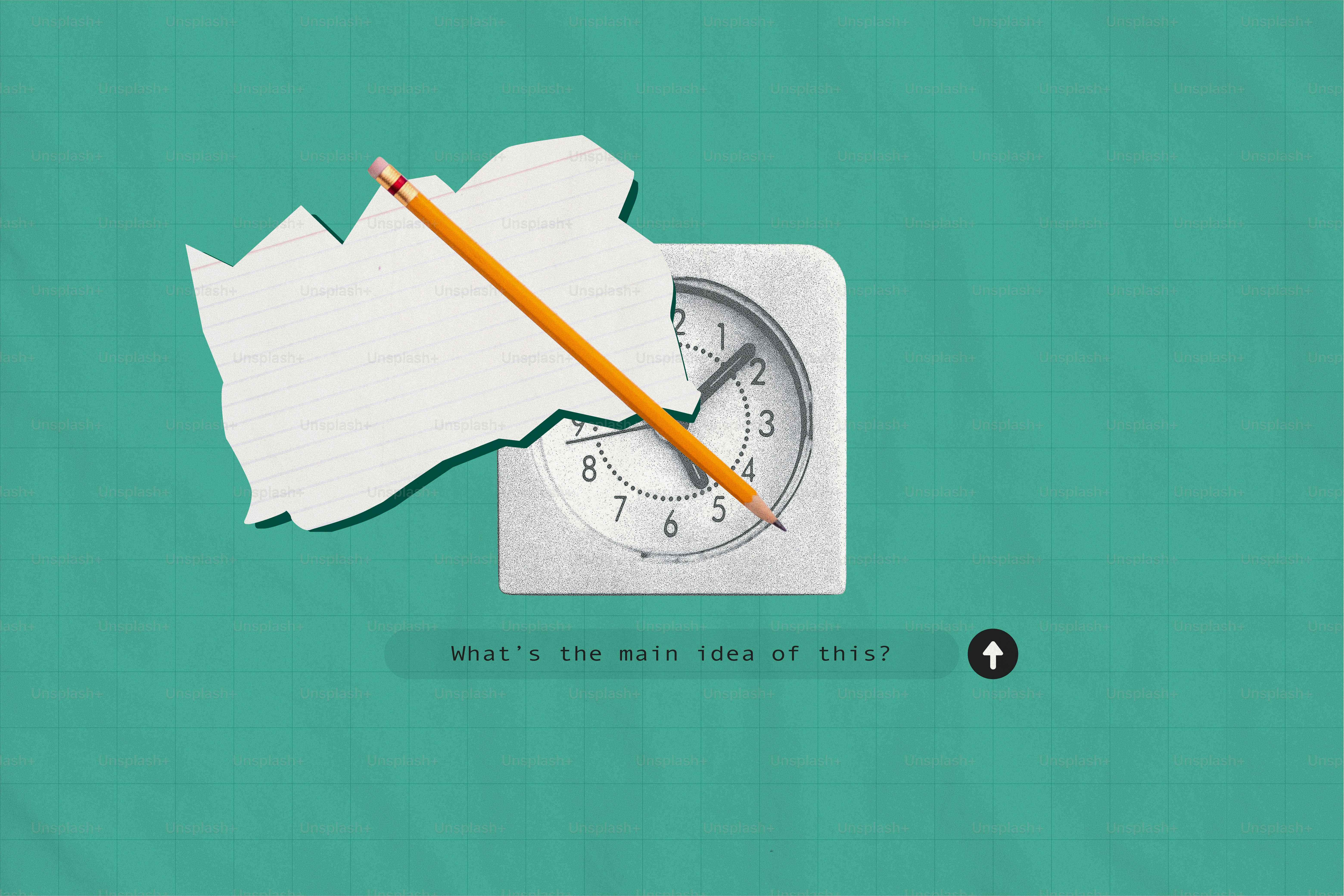 Torn paper and pencil rest on alarm clock.
