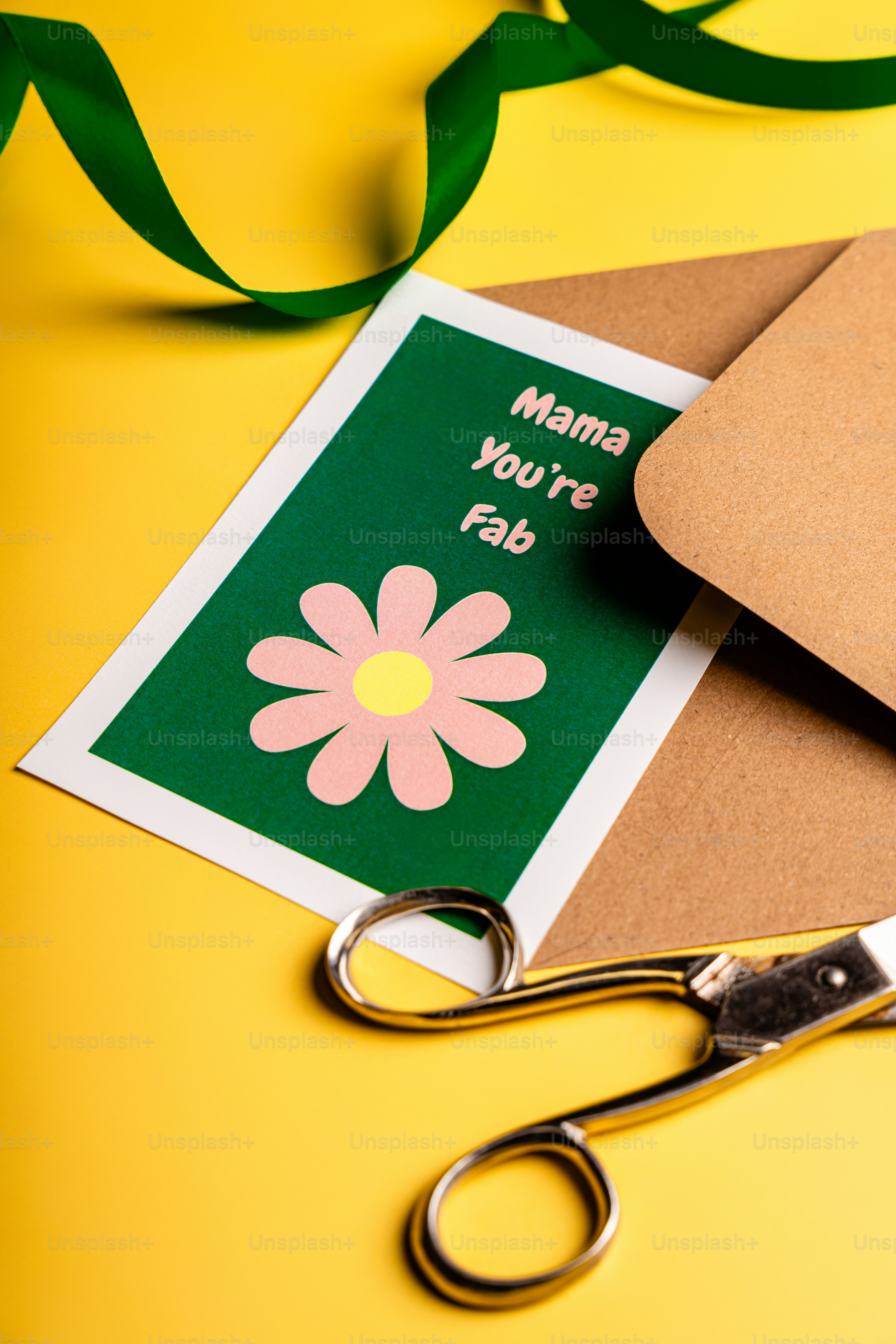 Mama you're fab card with flower and scissors
