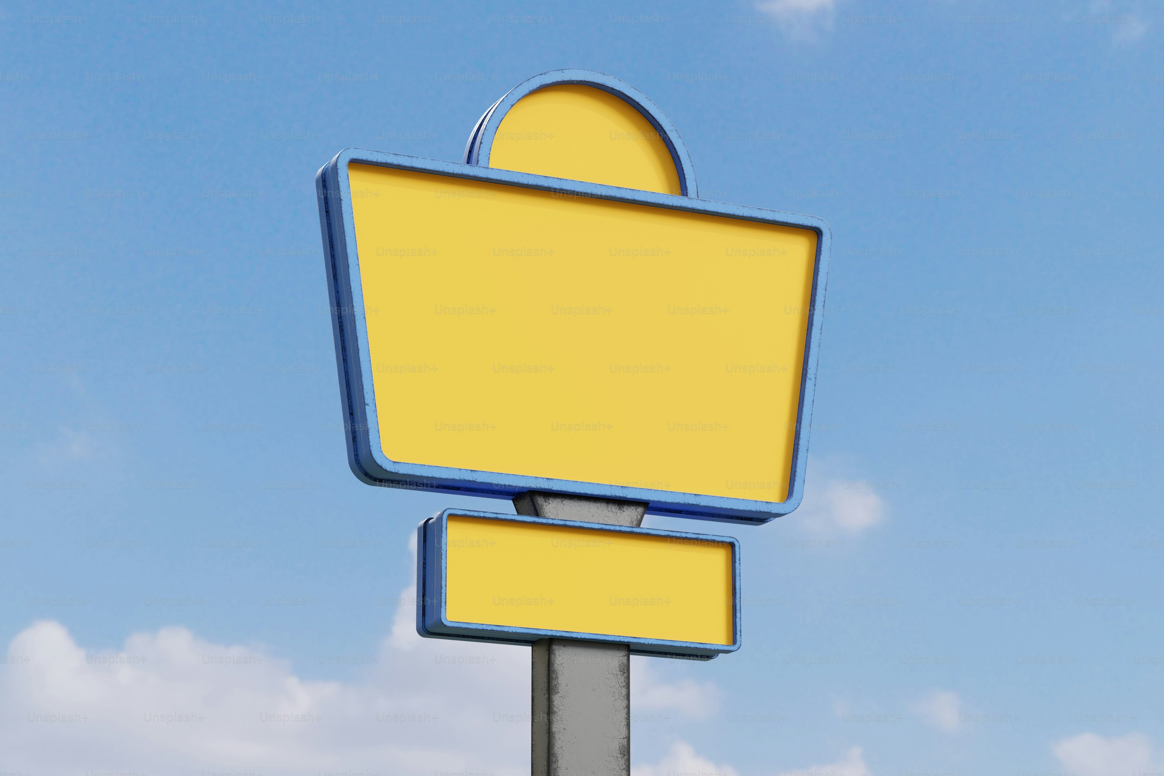 A blank yellow sign against a blue sky photo – Marketing Image on Unsplash