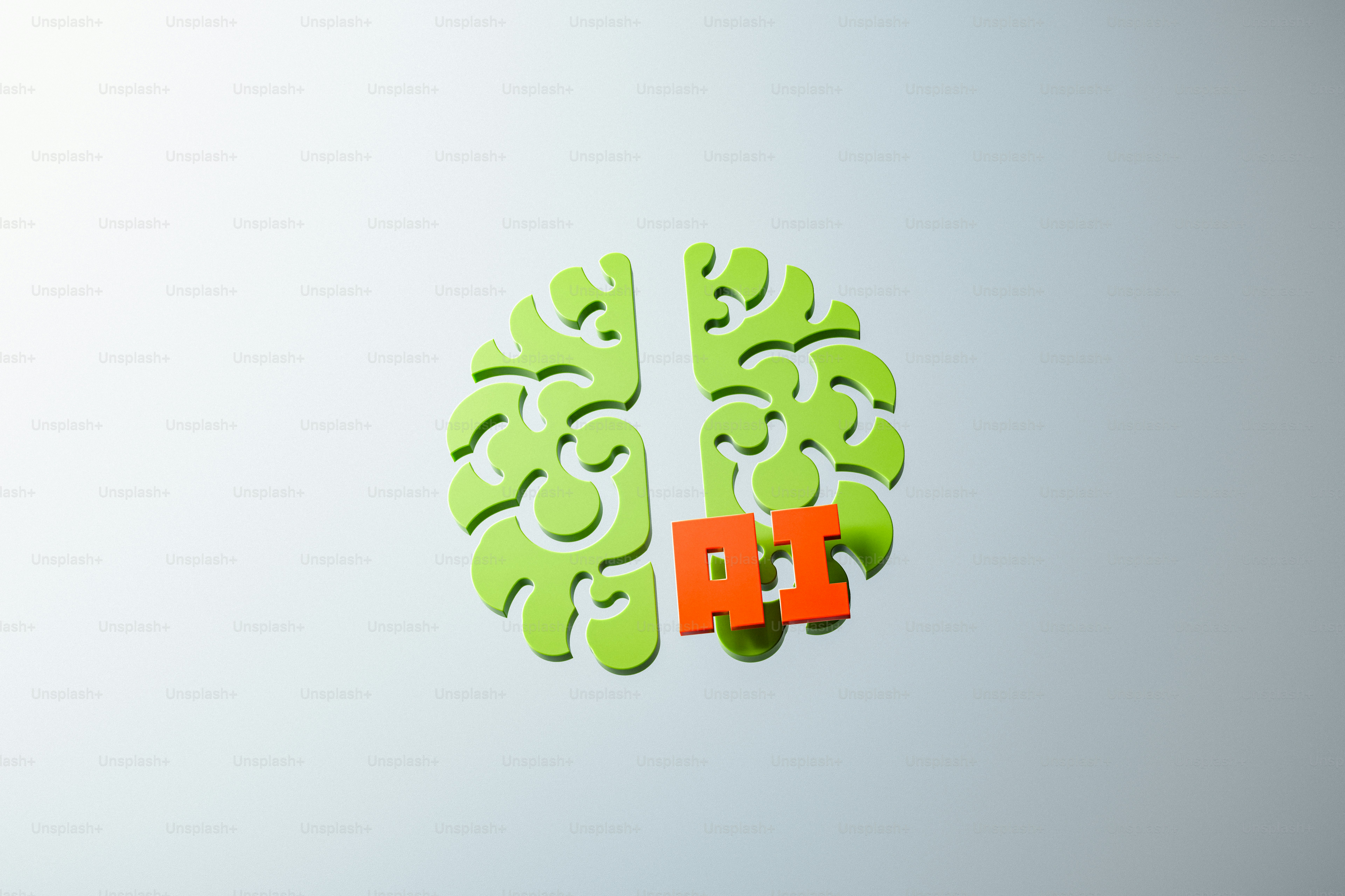 Green brain shape with orange ai letters