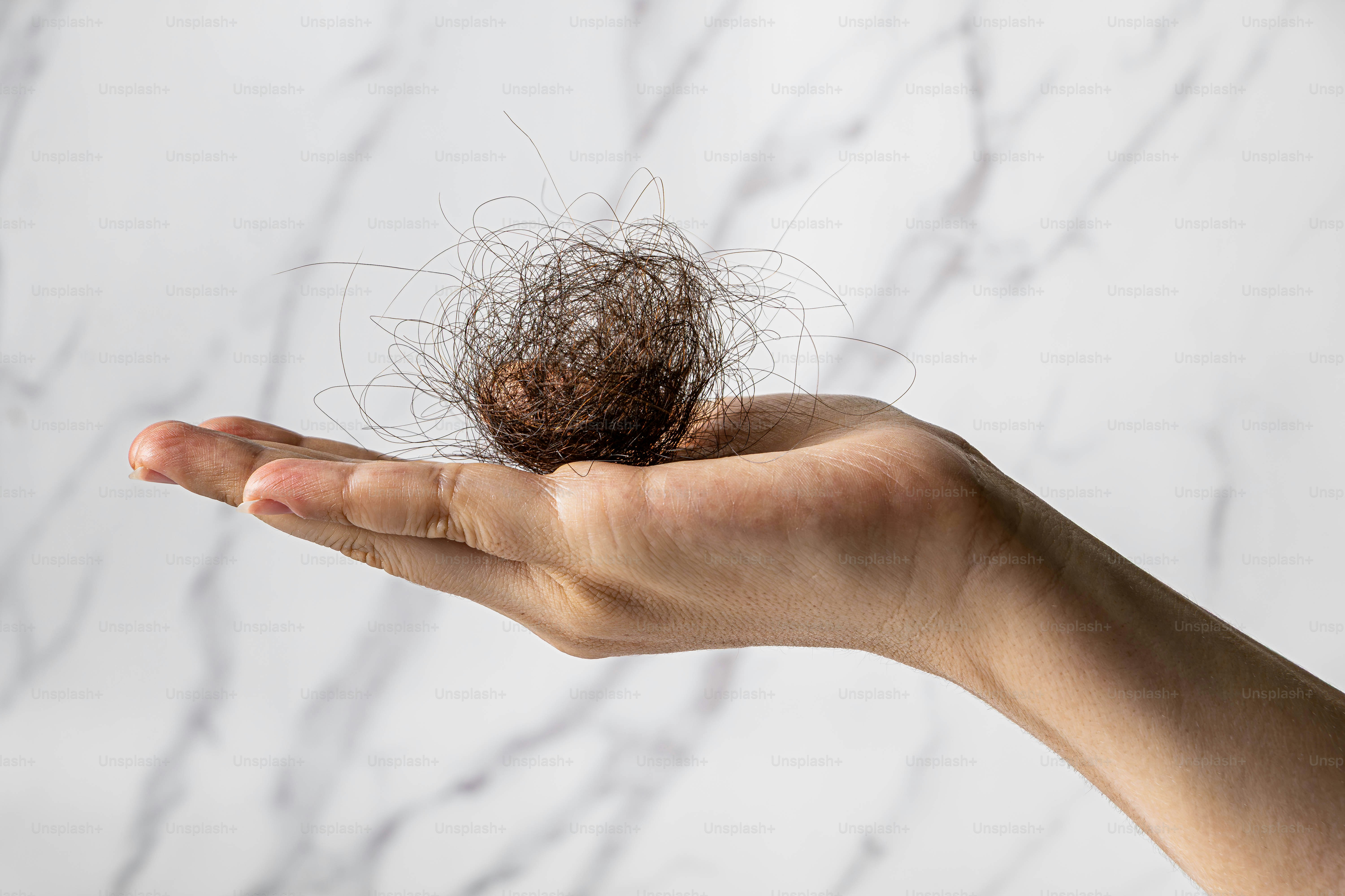 A hand holds a clump of fallen hair. photo – Hand Image on Unsplash
