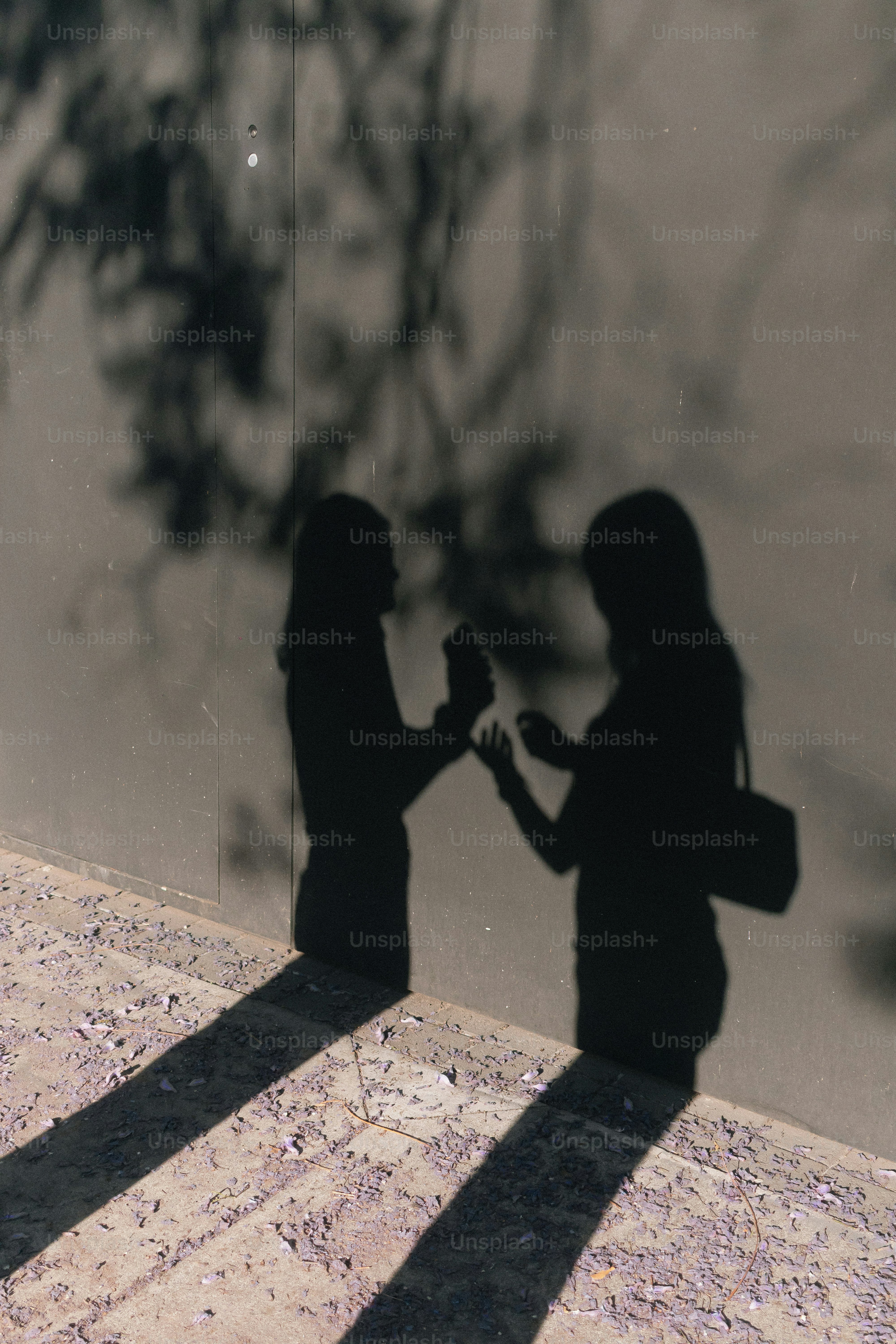 Shadows of two people talking on a wall photo – Portrait Image on Unsplash