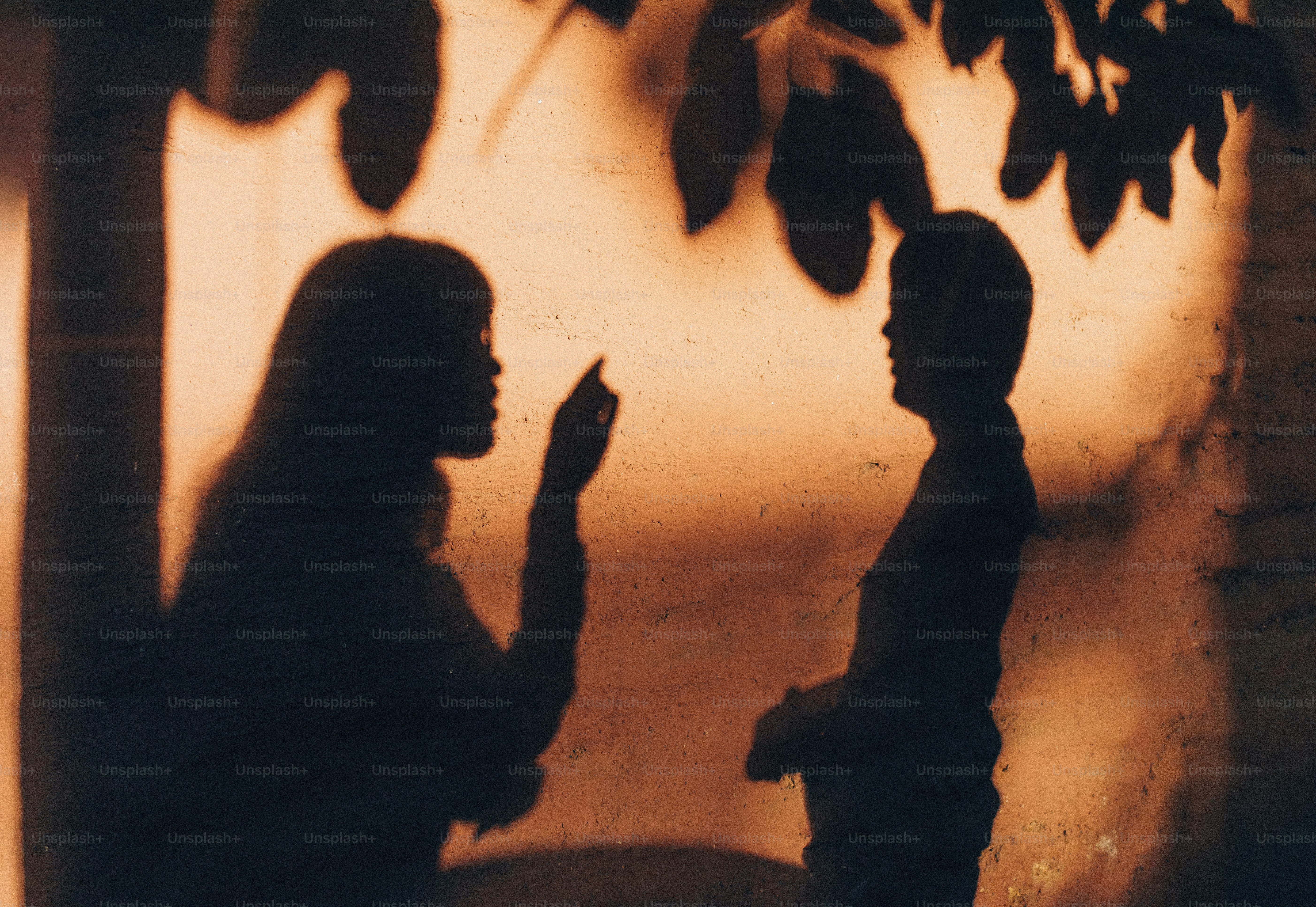 Shadows of two people talking on a wall photo – Portrait Image on Unsplash