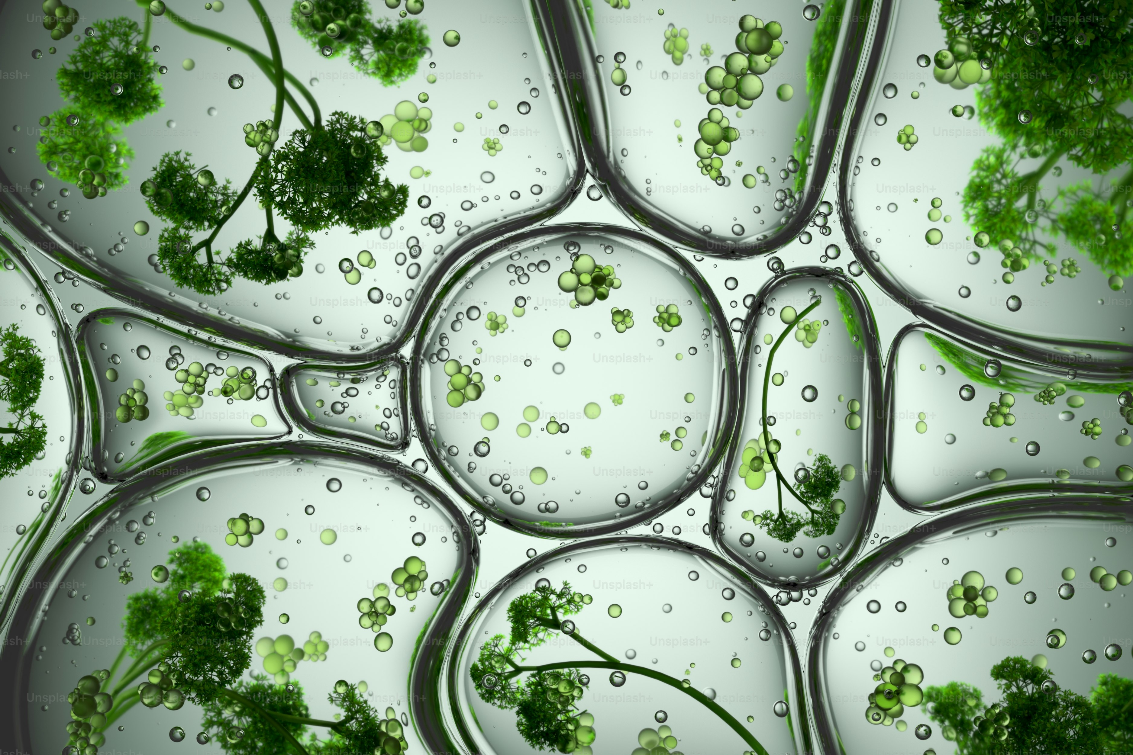 Microscopic view of plant cells with green chlorophyll photo – Texture ...