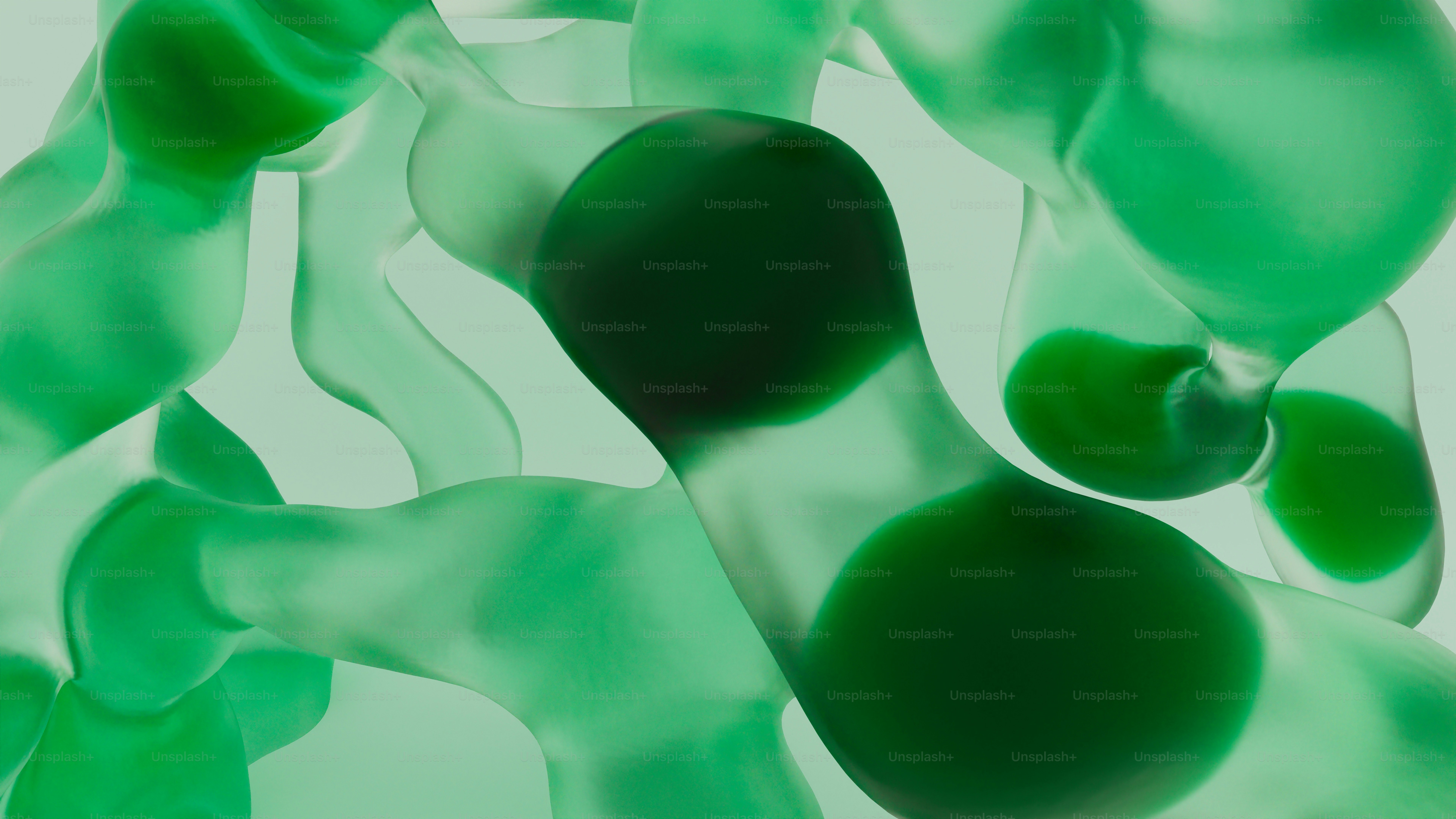 Formas orgánicas abstractas verdes con centros oscuros